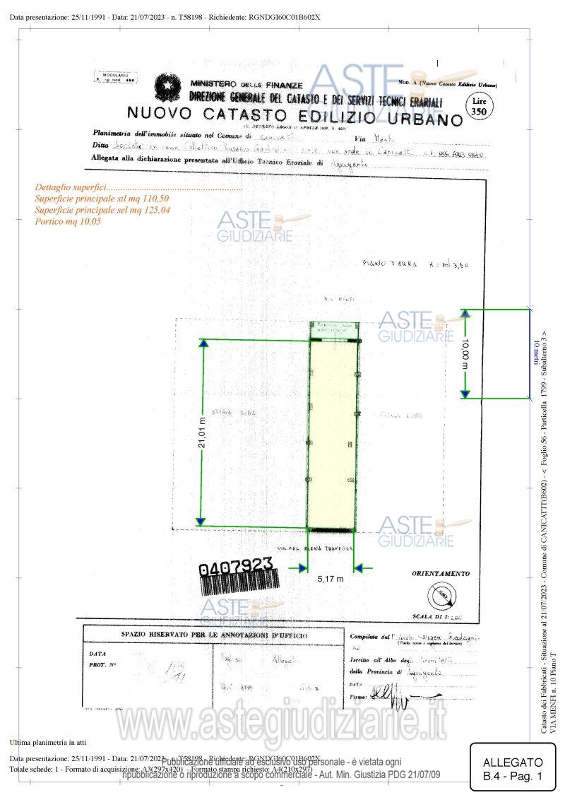 Planimetria del bene