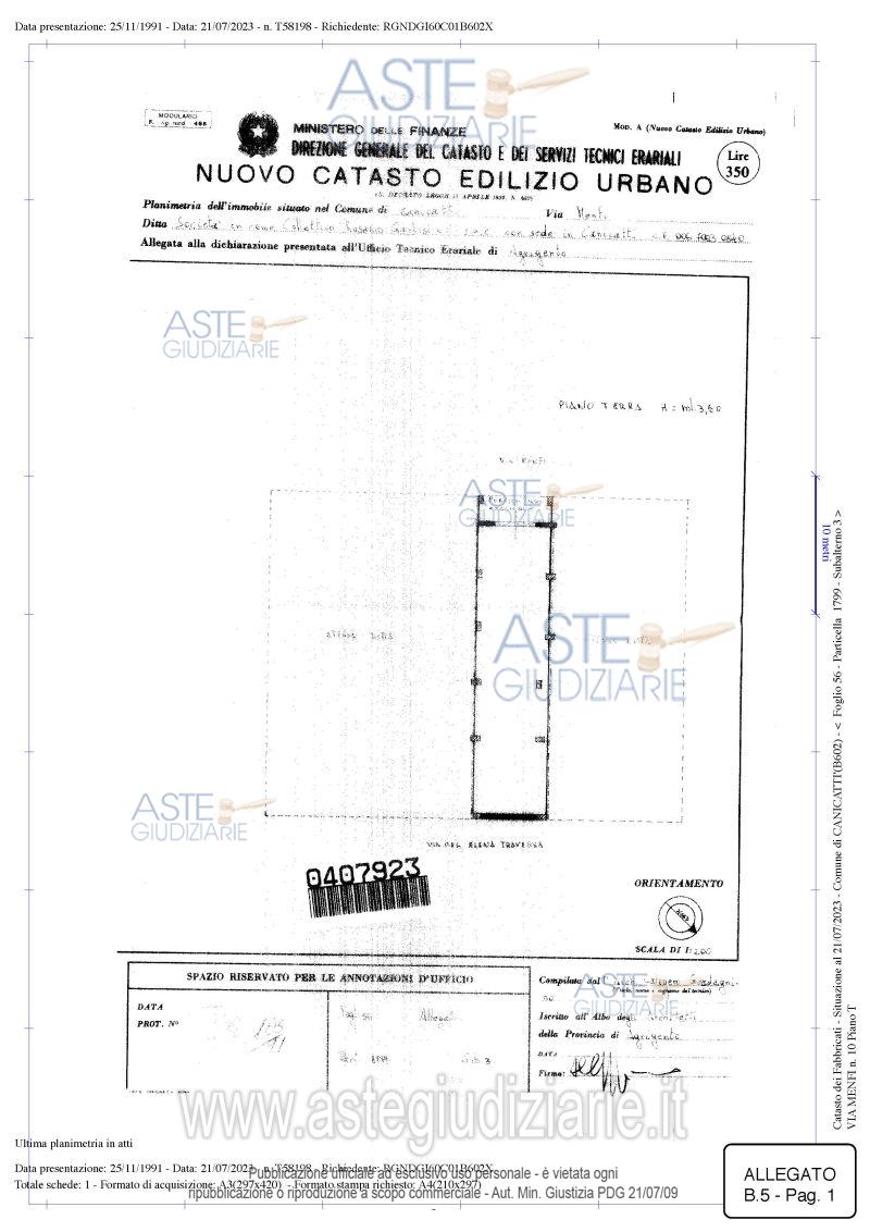 Planimetria del bene