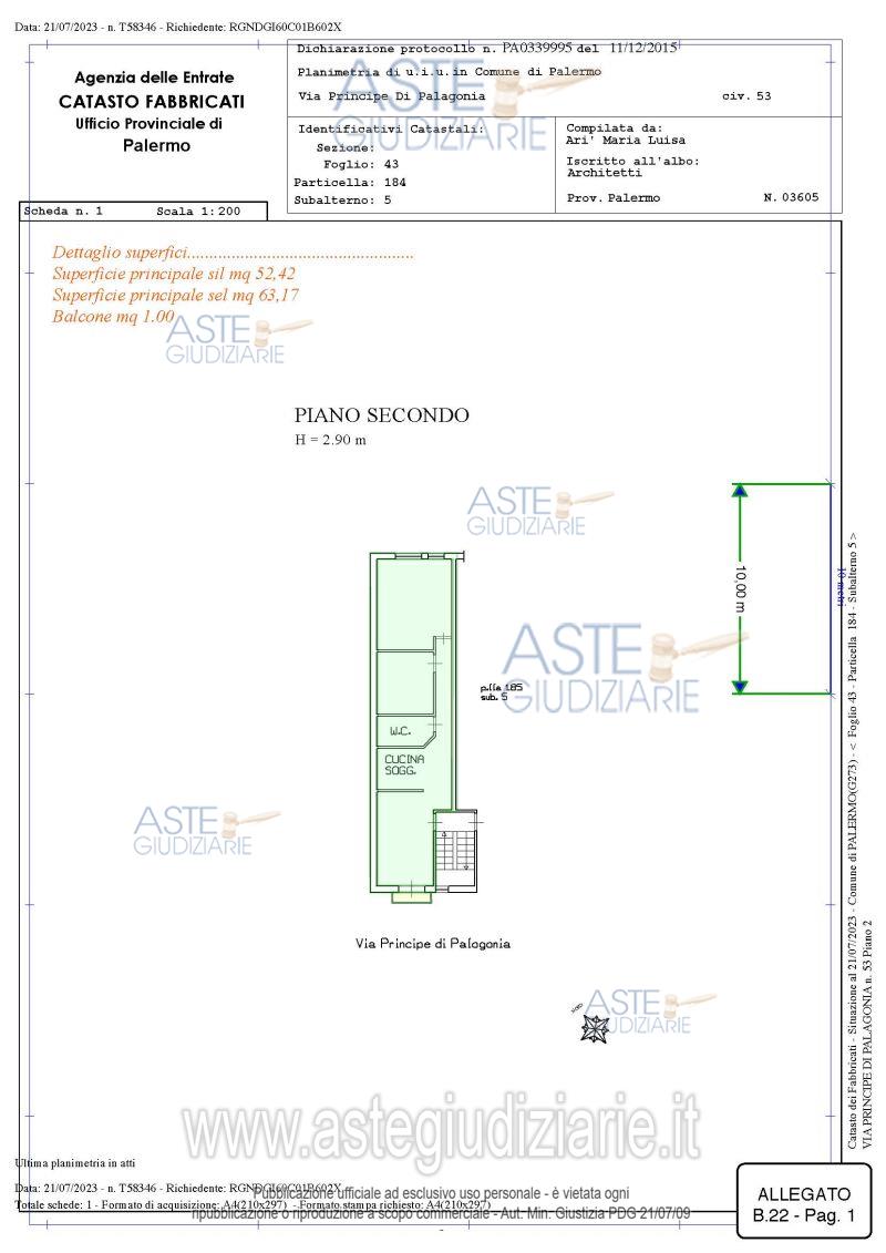 Planimetria del bene