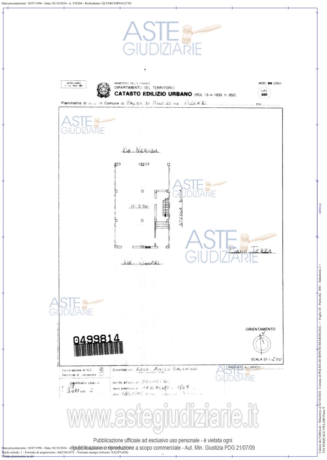 Planimetria del bene