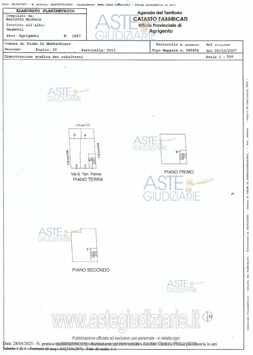 Planimetria del bene