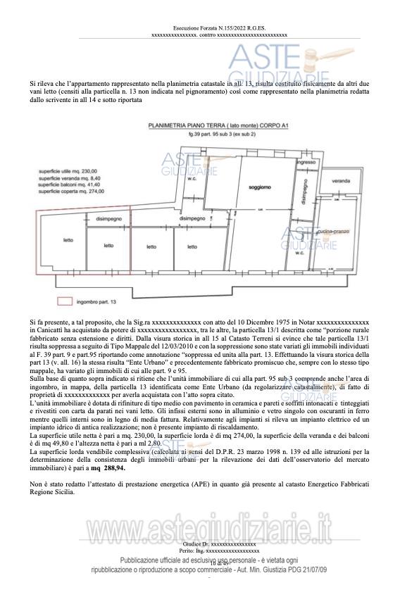 Planimetria del bene