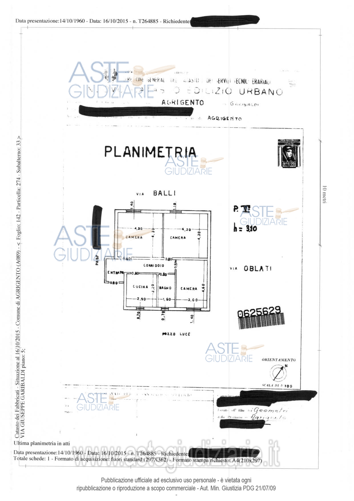 Planimetria del bene