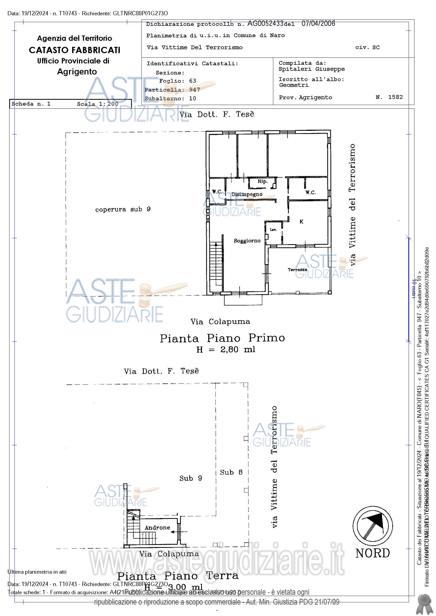 Planimetria del bene