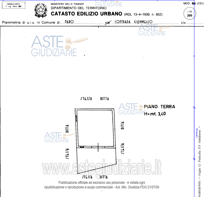 Planimetria del bene