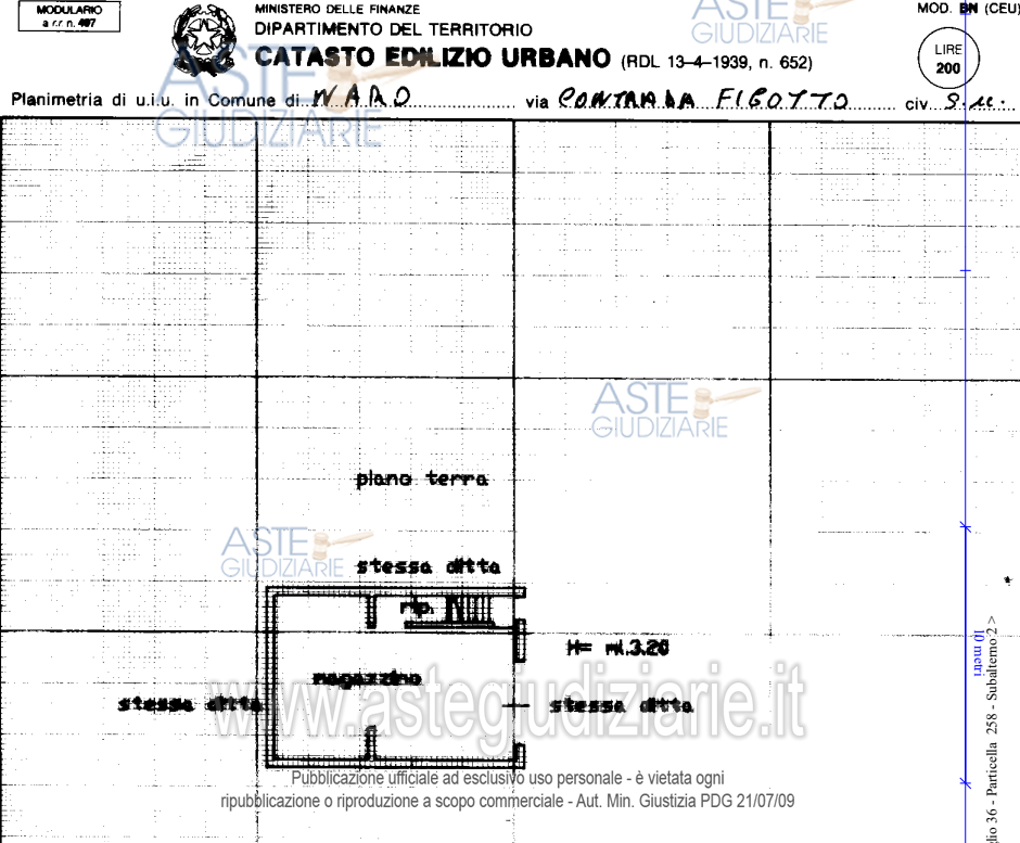 Planimetria del bene