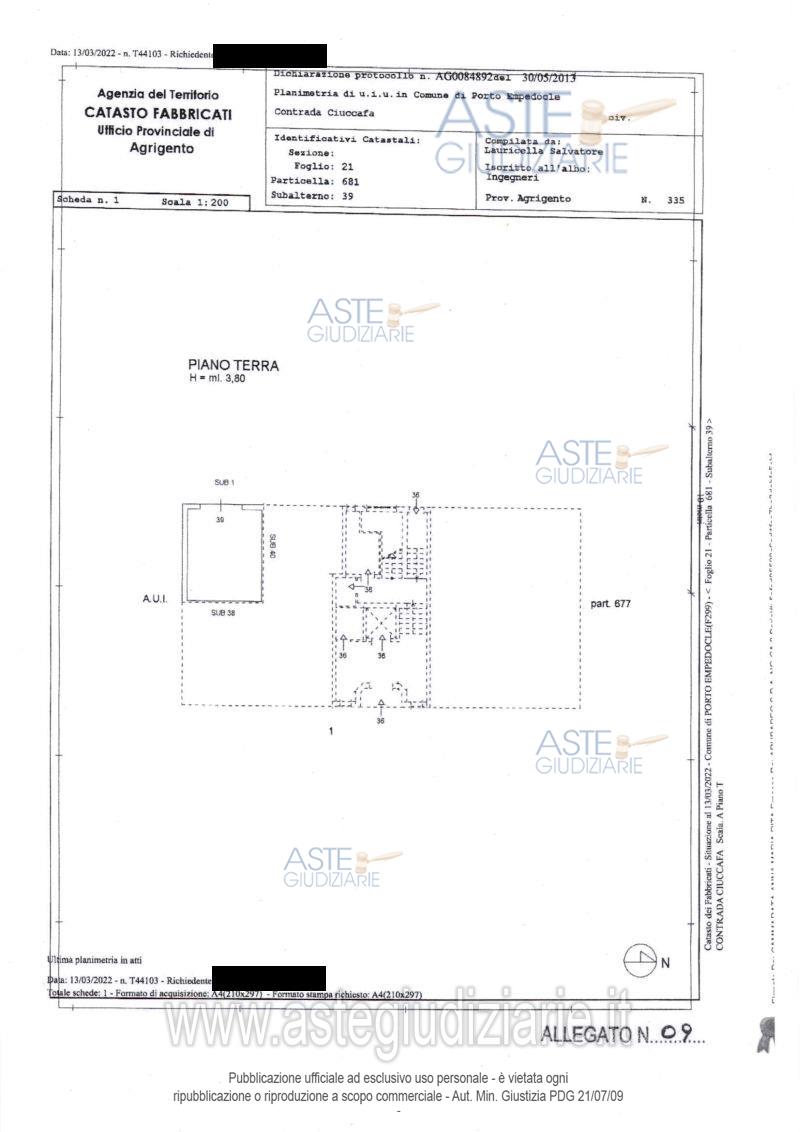 Planimetria del bene