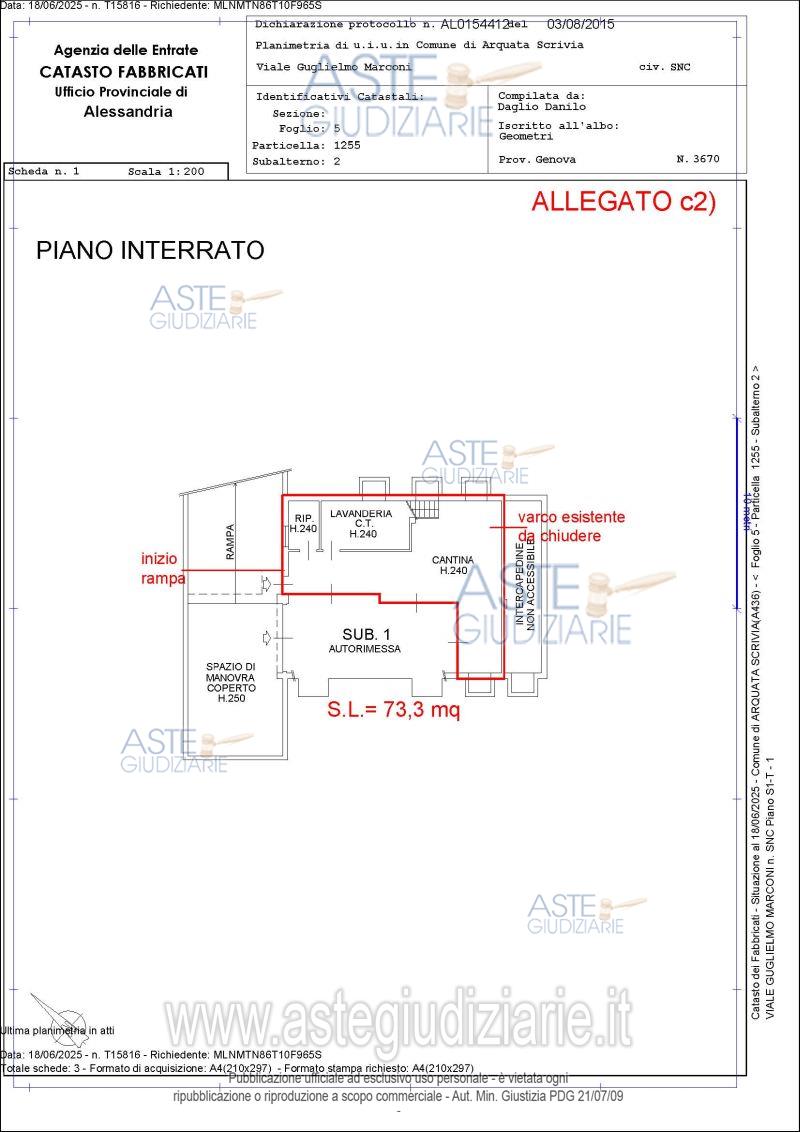 Planimetria del bene