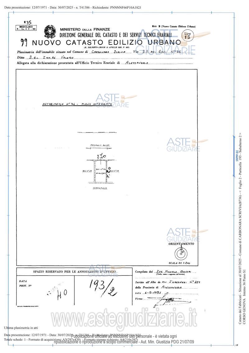 Planimetria del bene
