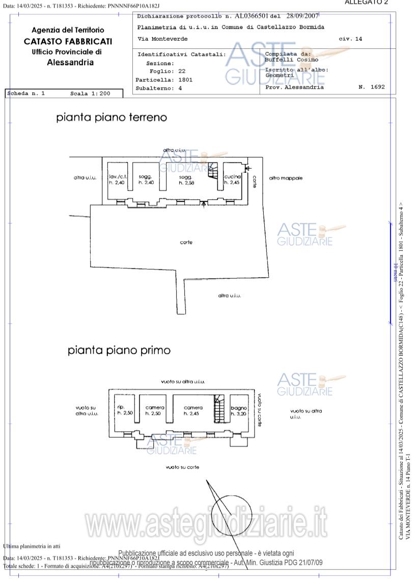 Planimetria del bene