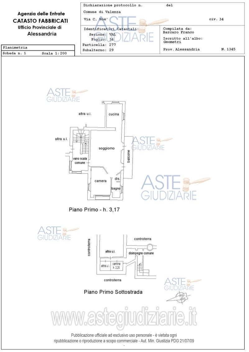 Planimetria del bene