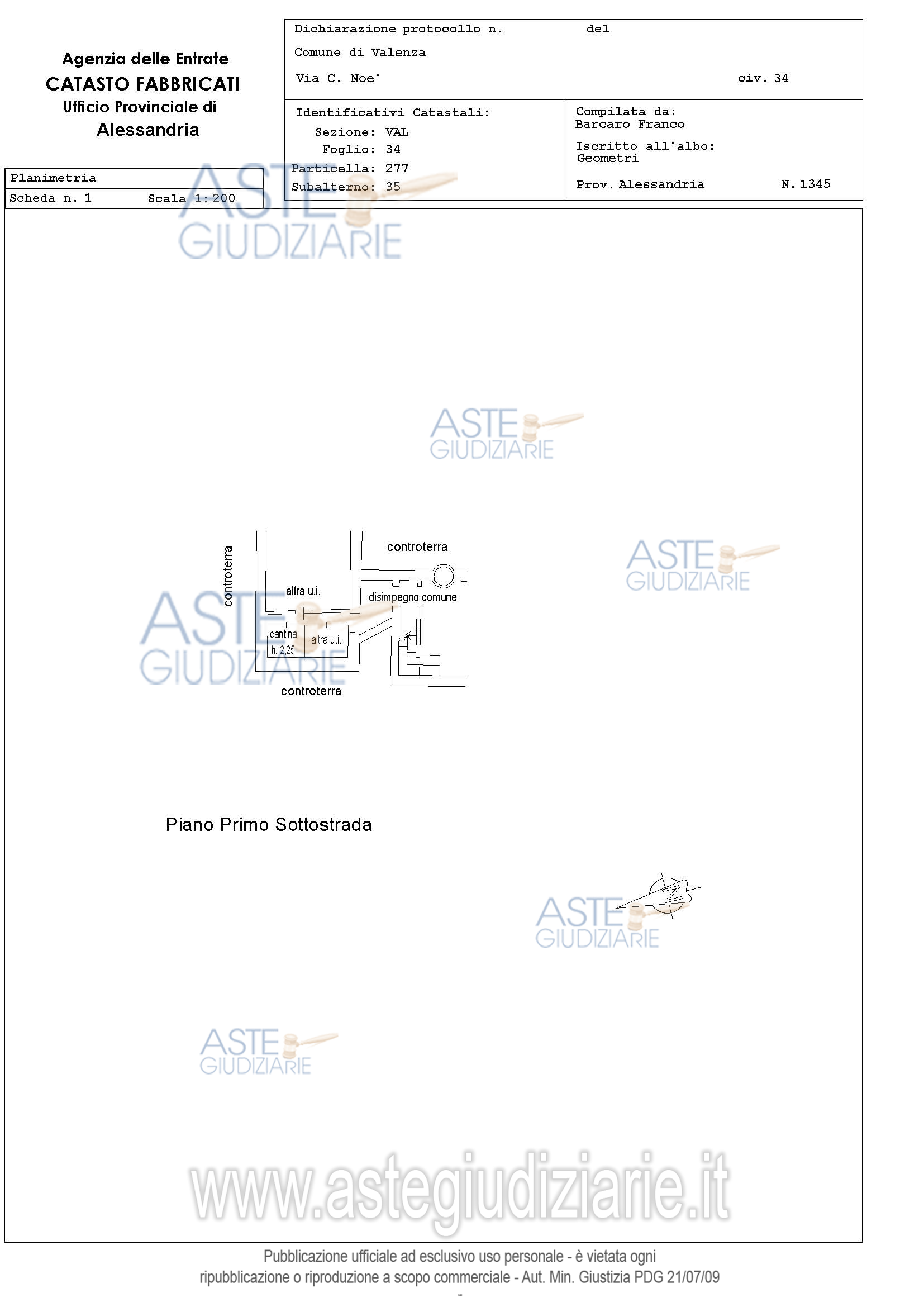 Planimetria del bene