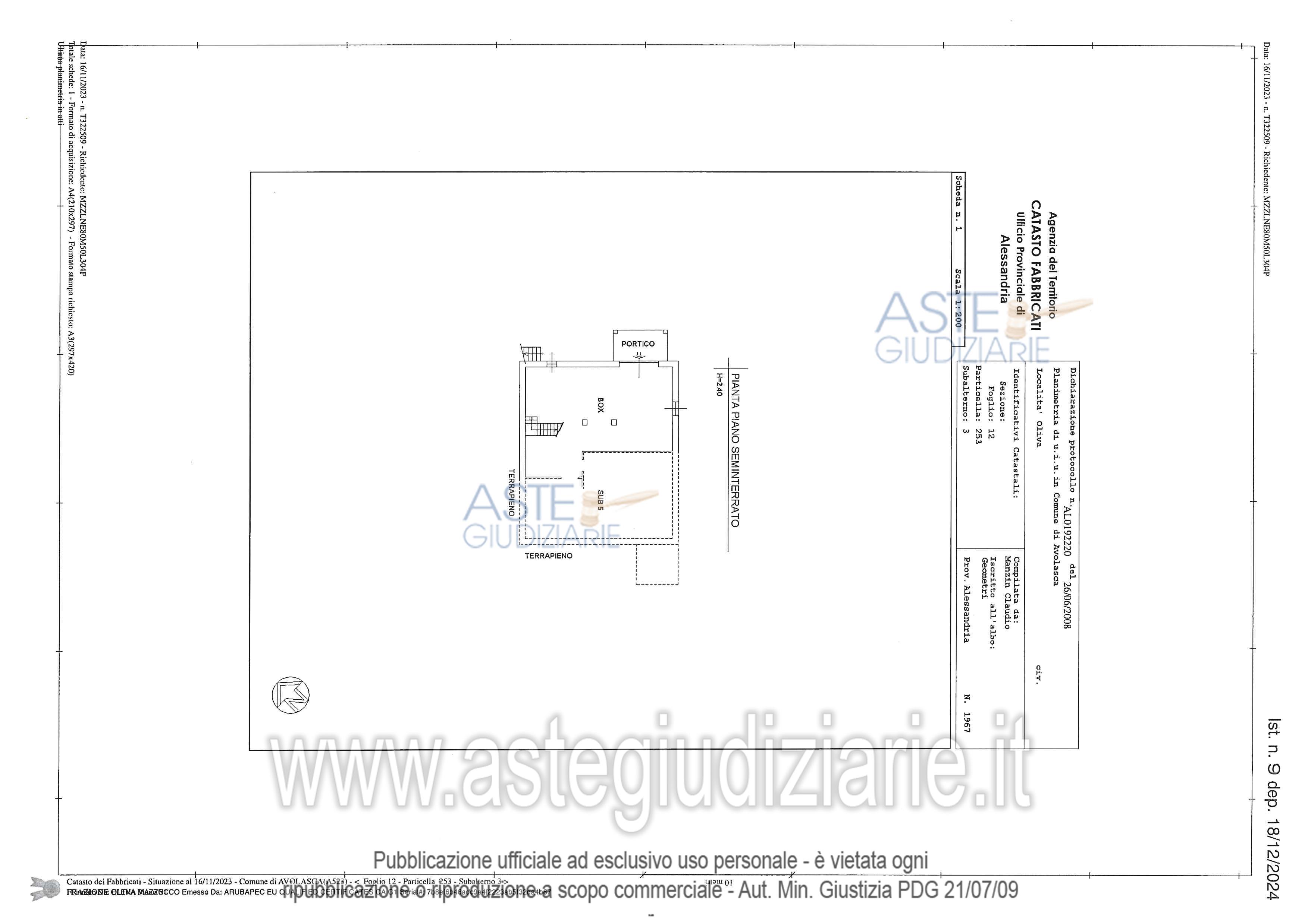 Planimetria del bene