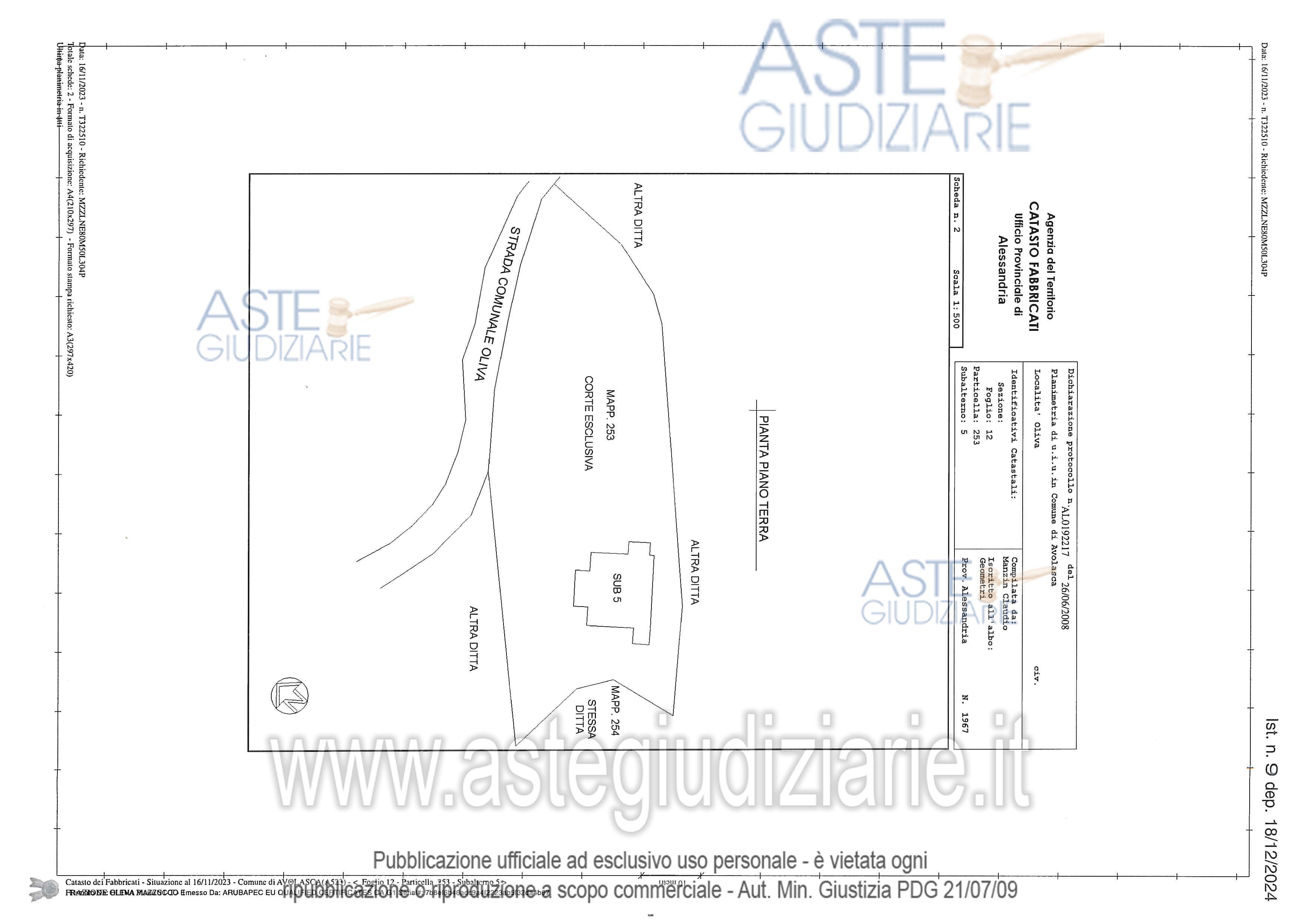 Planimetria del bene