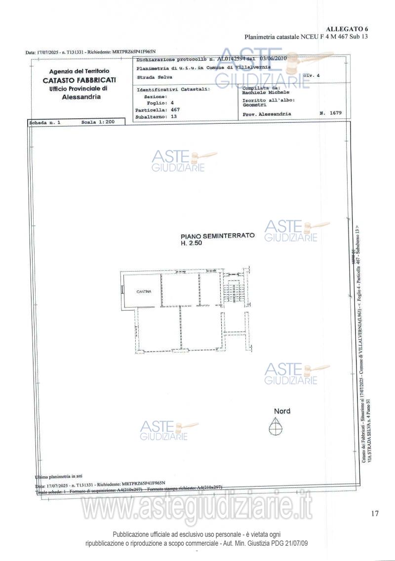 Planimetria del bene