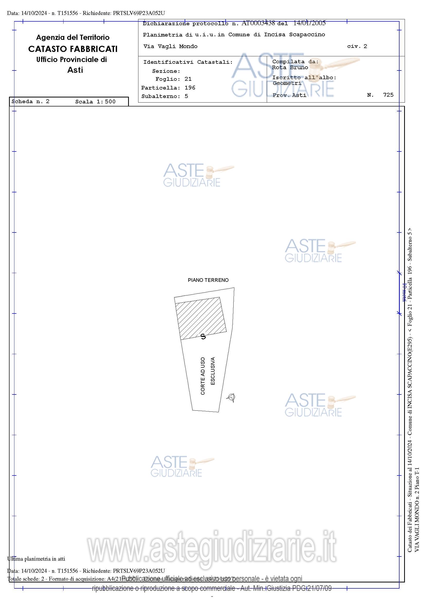Planimetria del bene