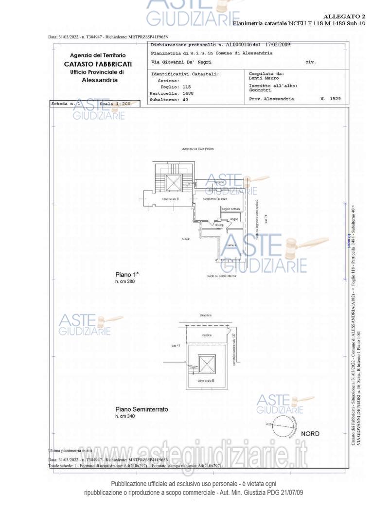 Planimetria del bene