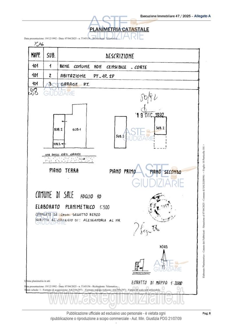 Planimetria del bene