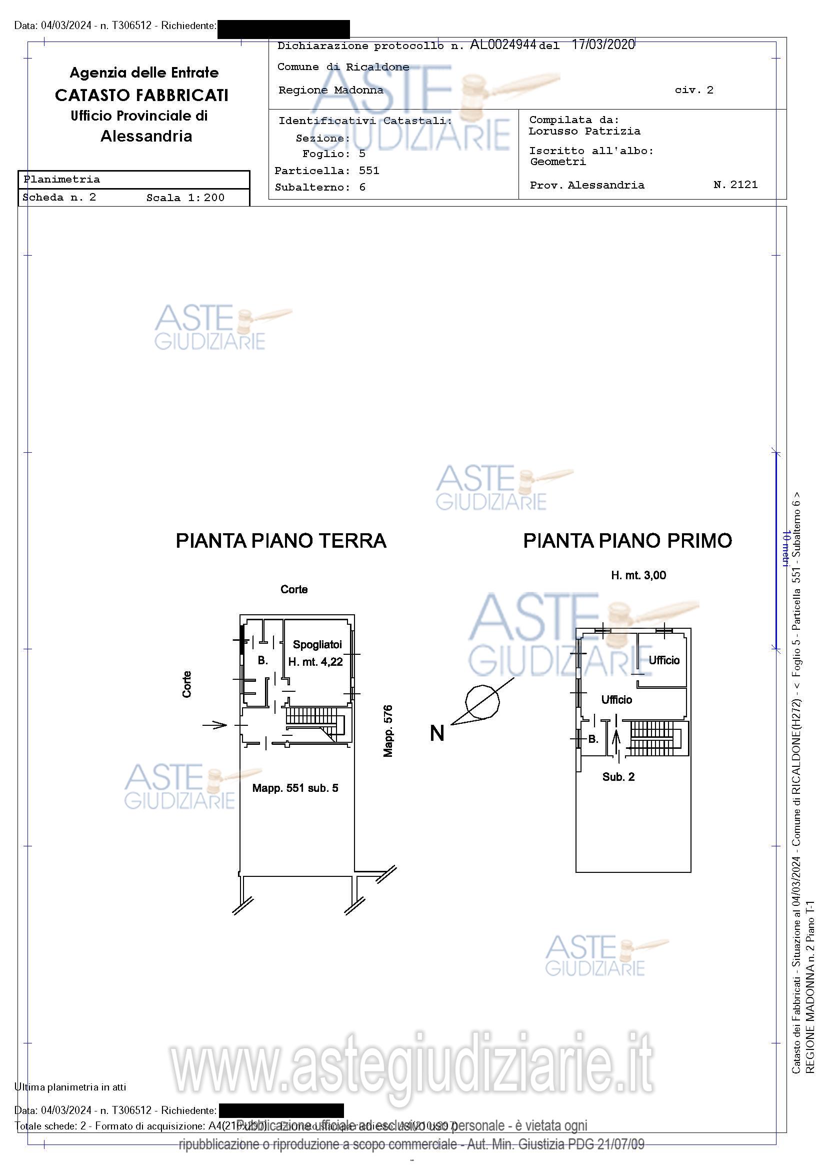 Planimetria del bene