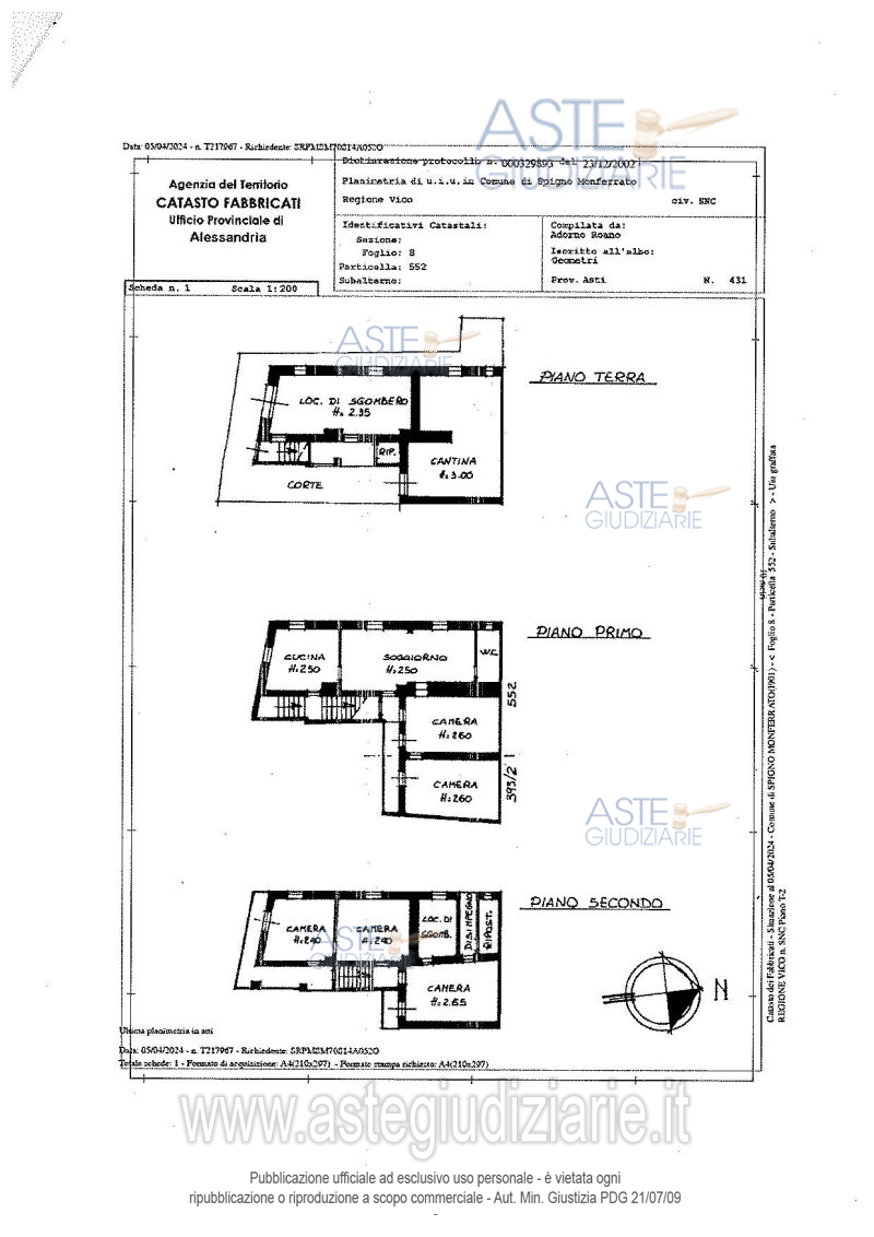 Planimetria del bene