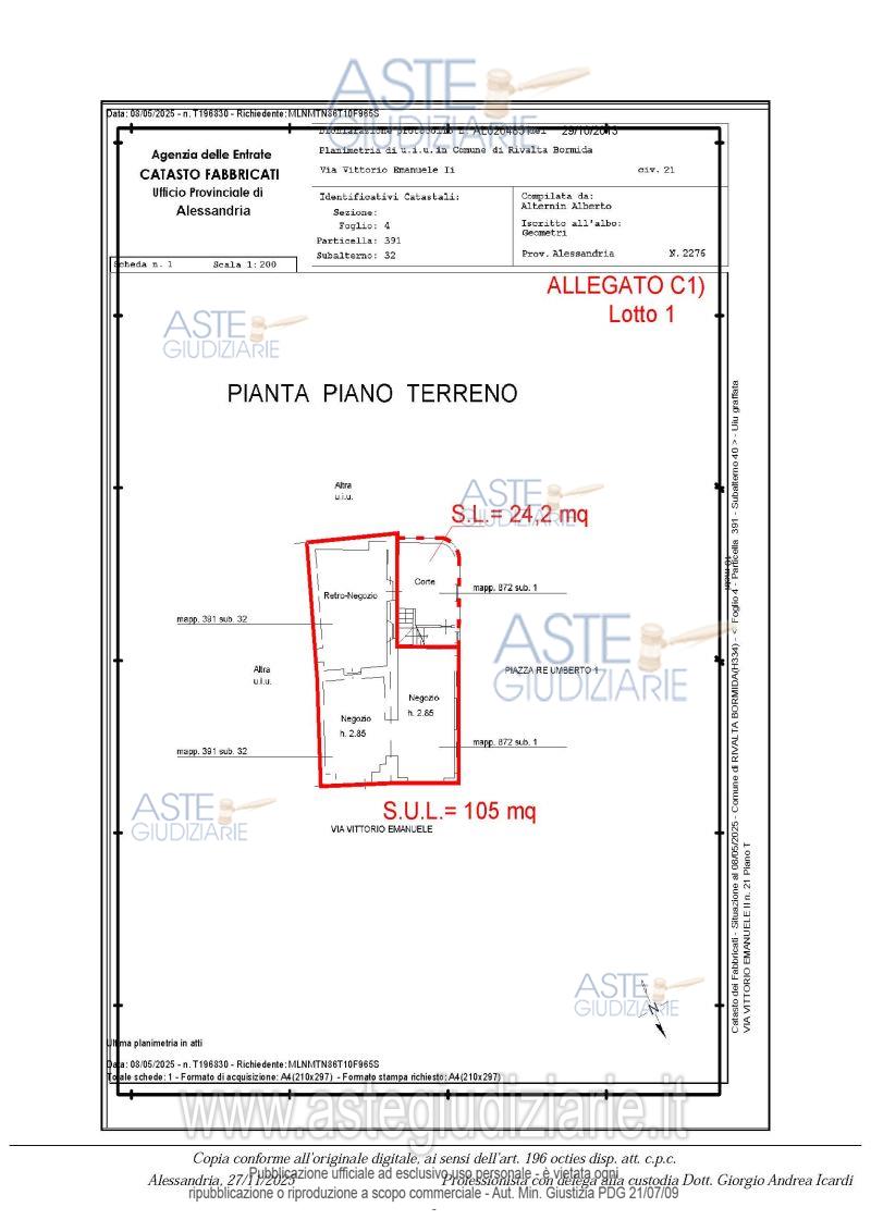Planimetria del bene