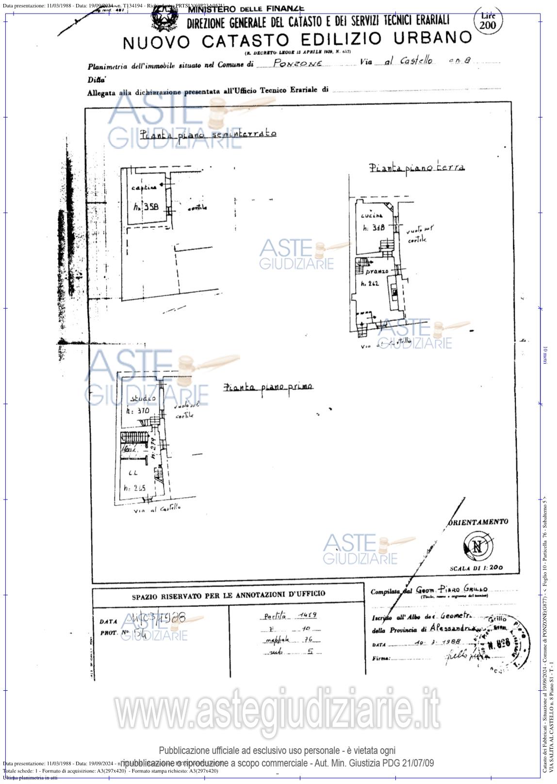 Planimetria del bene