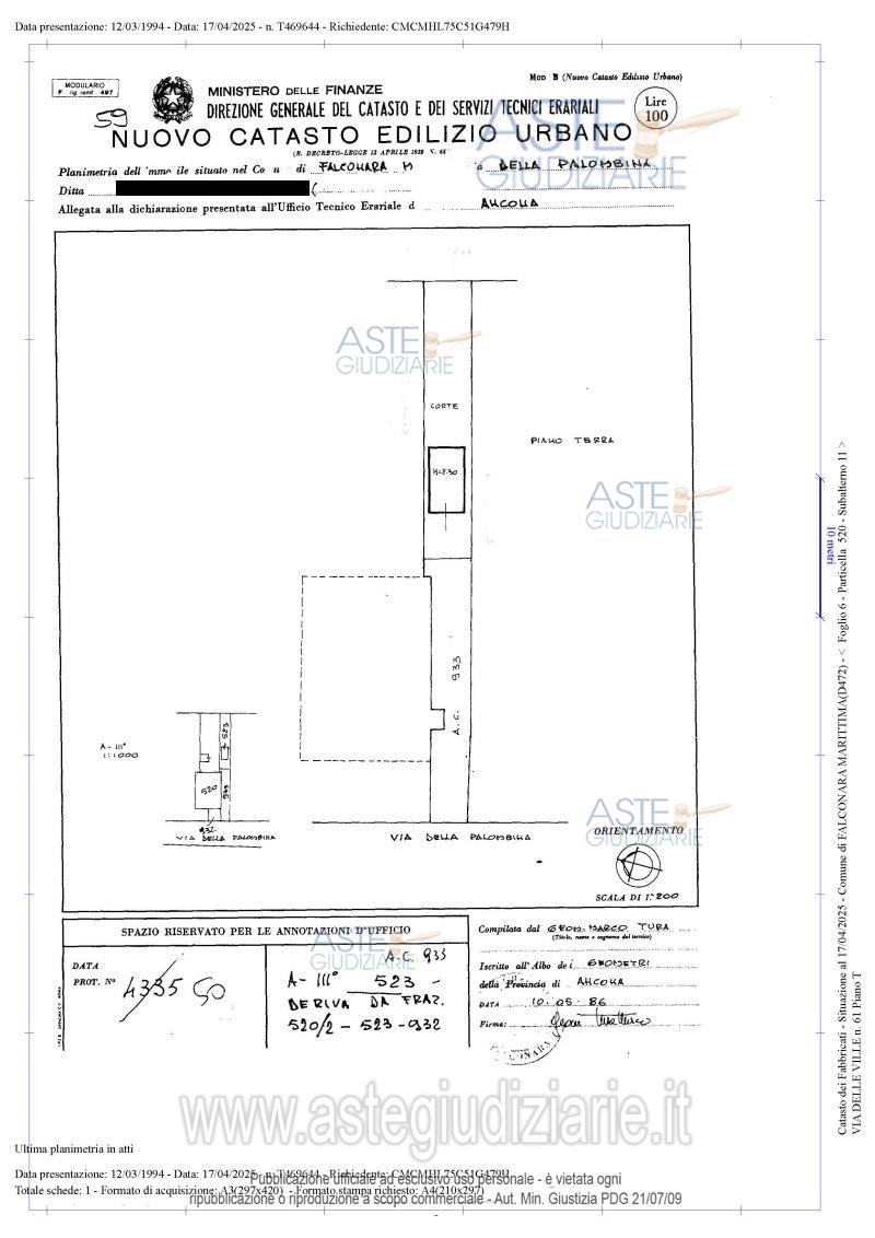 Planimetria del bene