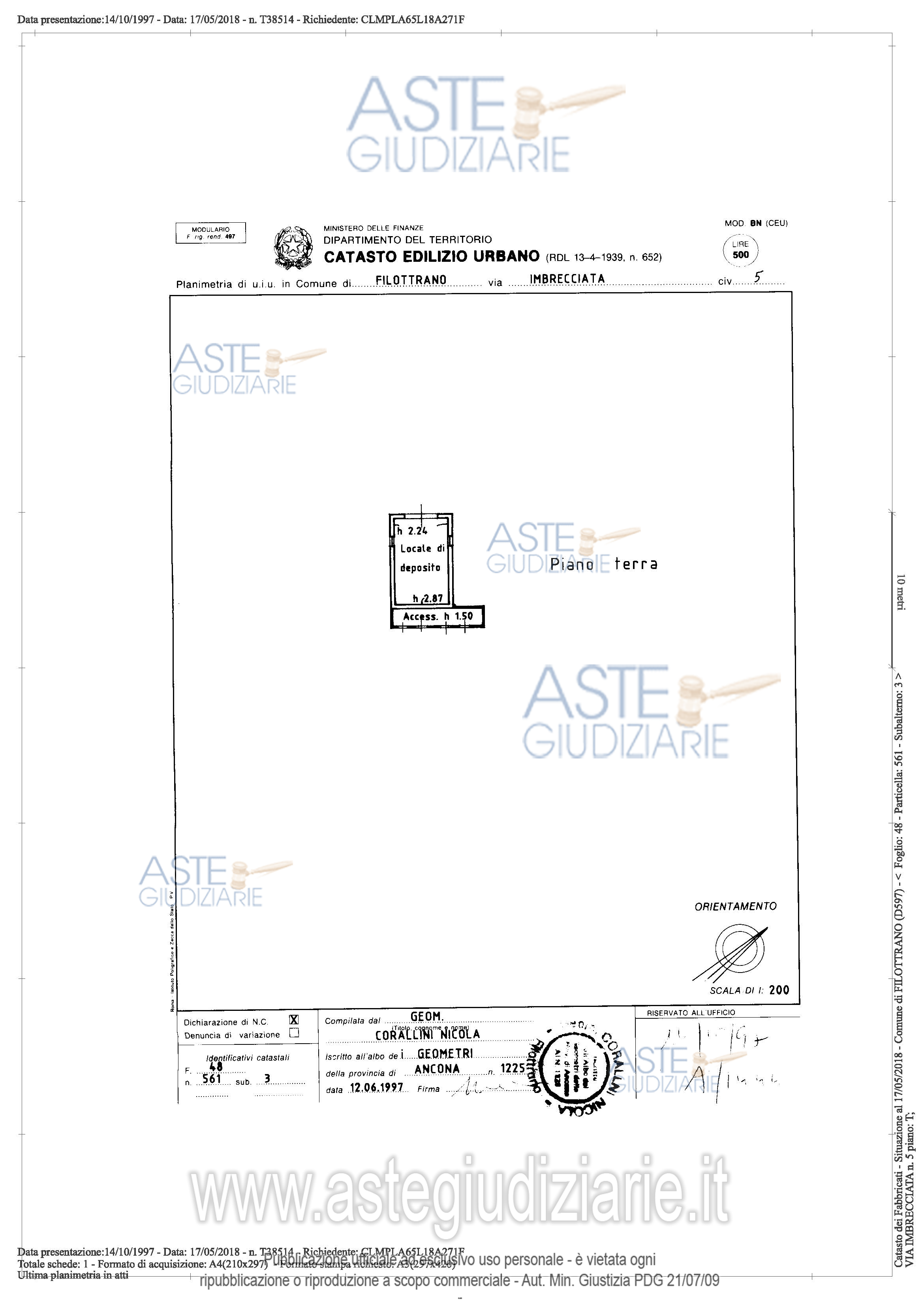 Planimetria del bene