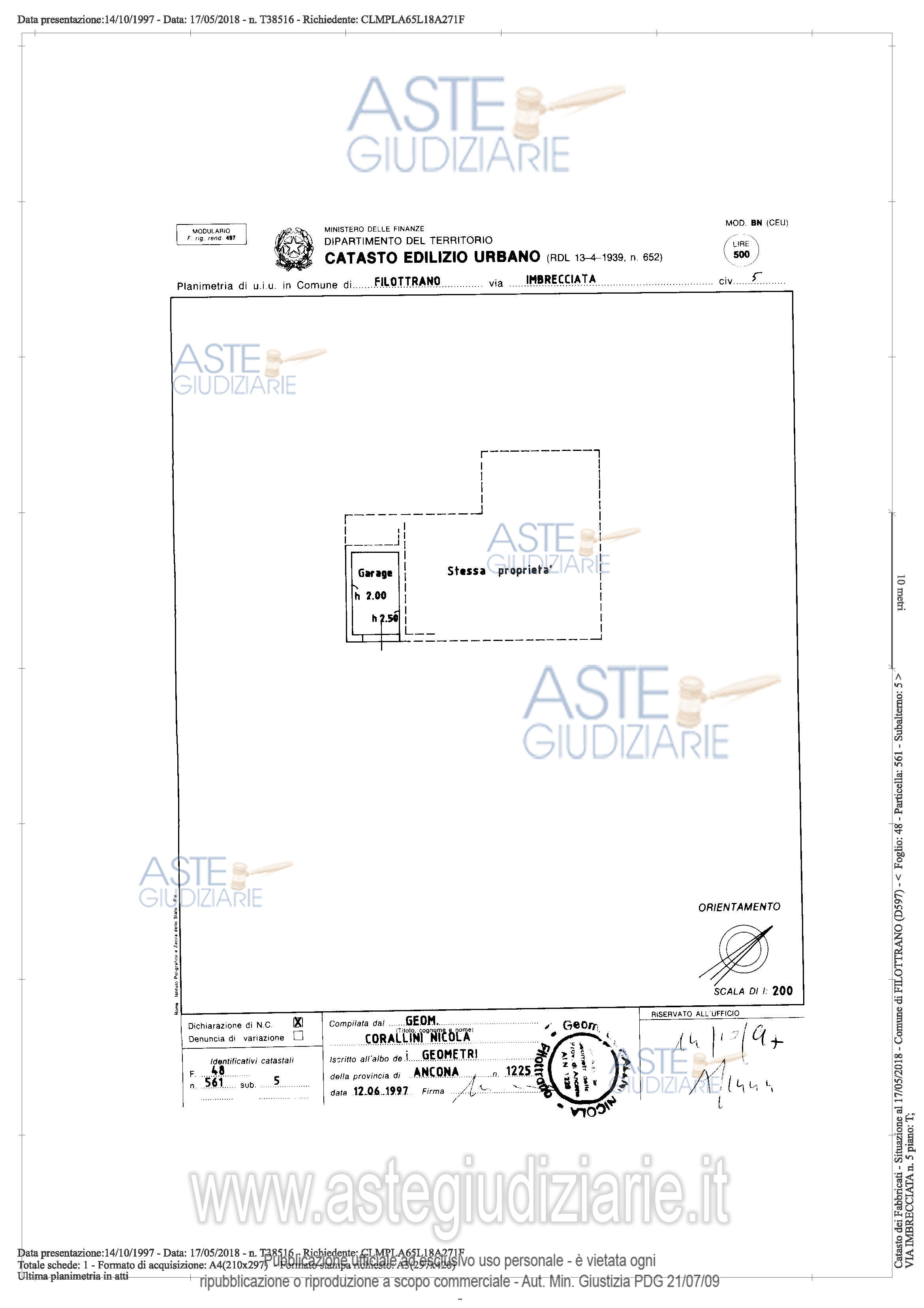 Planimetria del bene