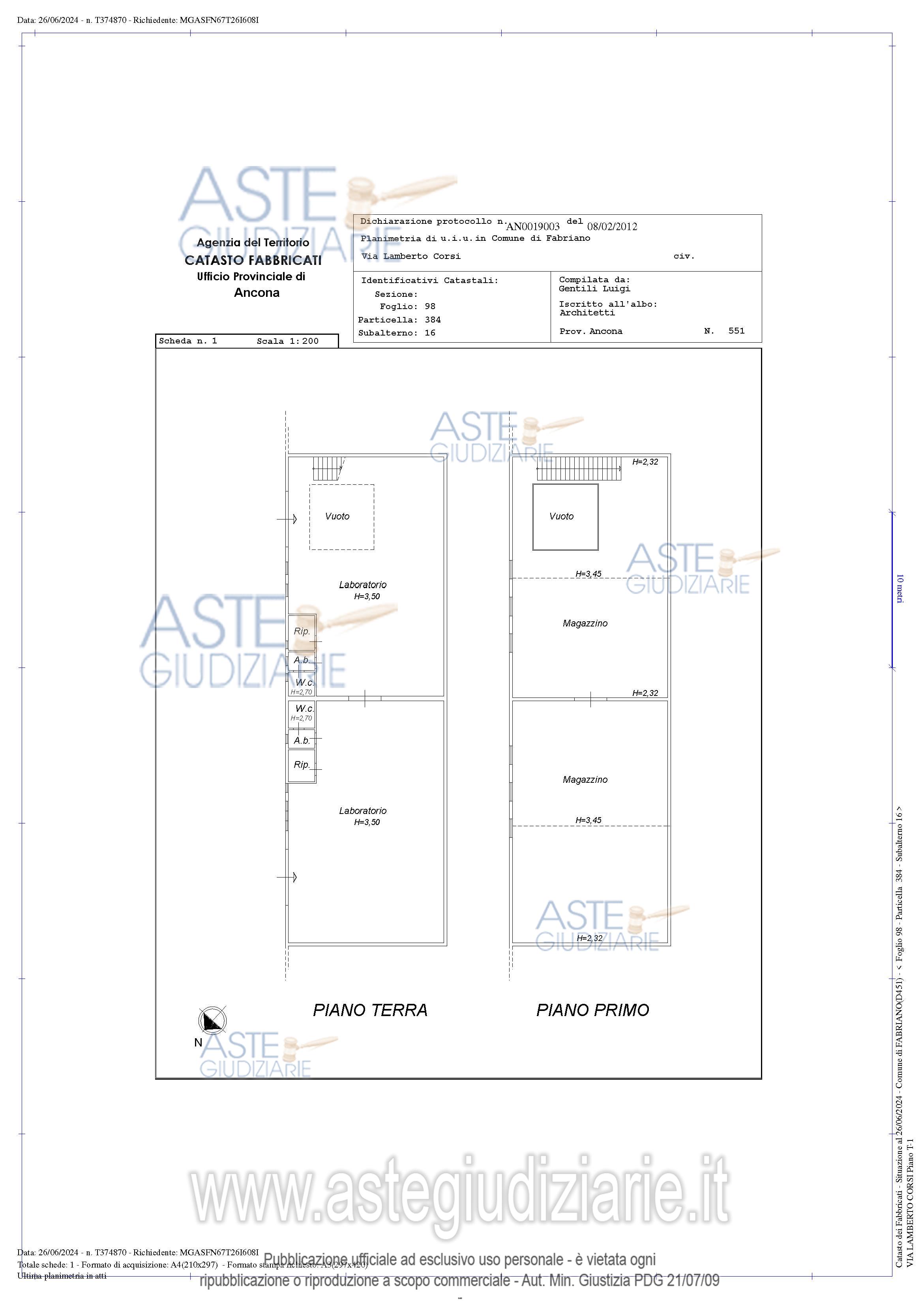 Planimetria del bene