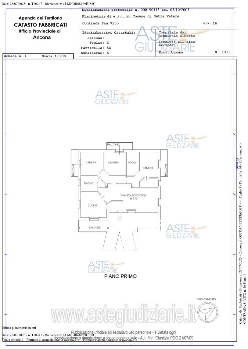Planimetria del bene