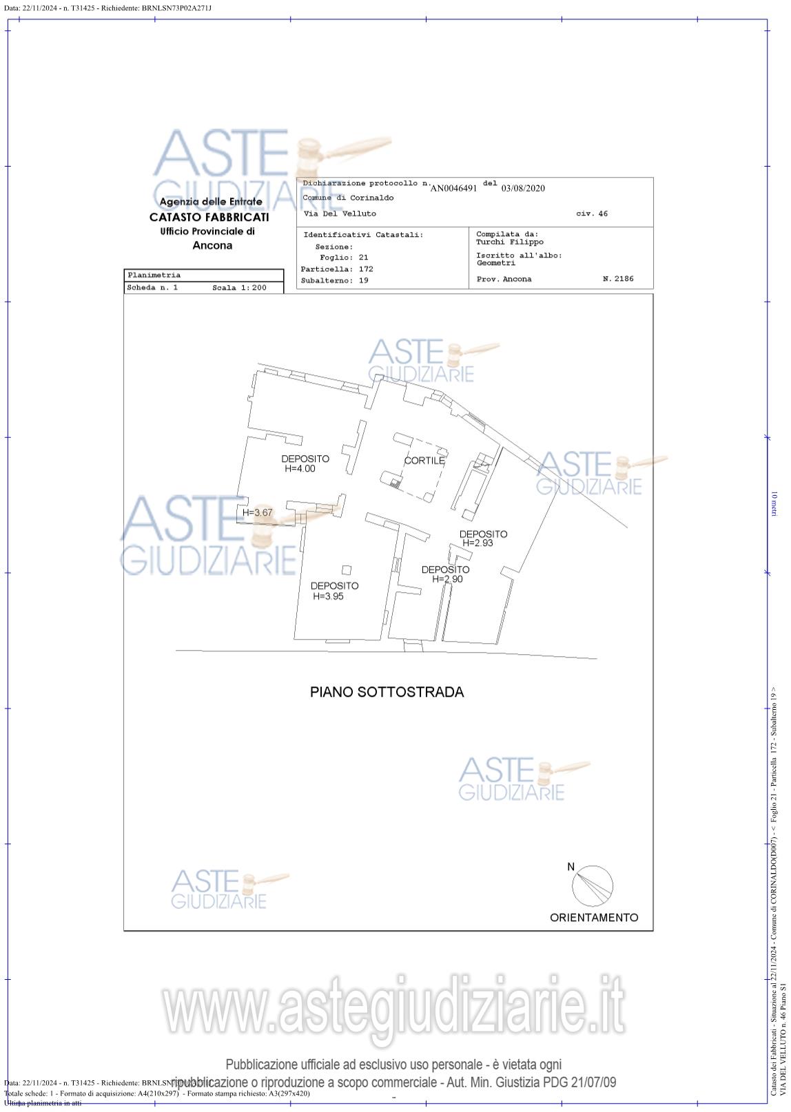 Planimetria del bene