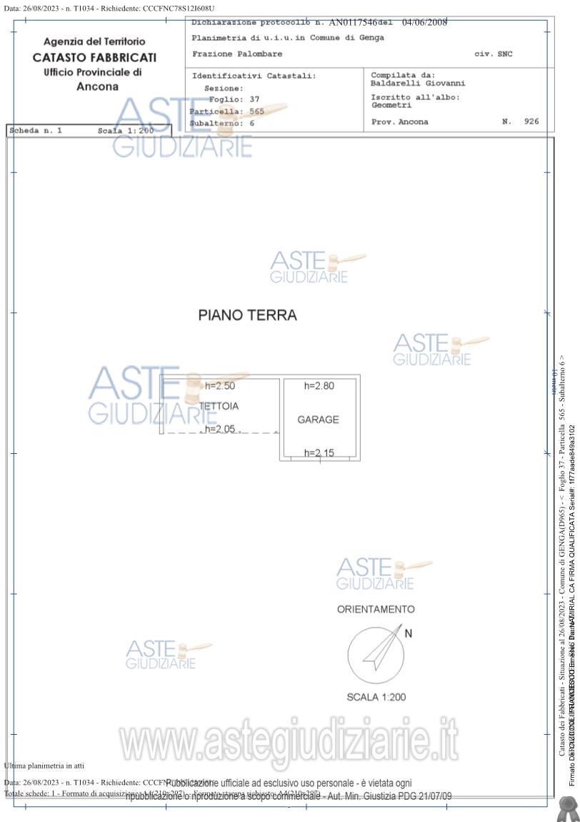 Planimetria del bene