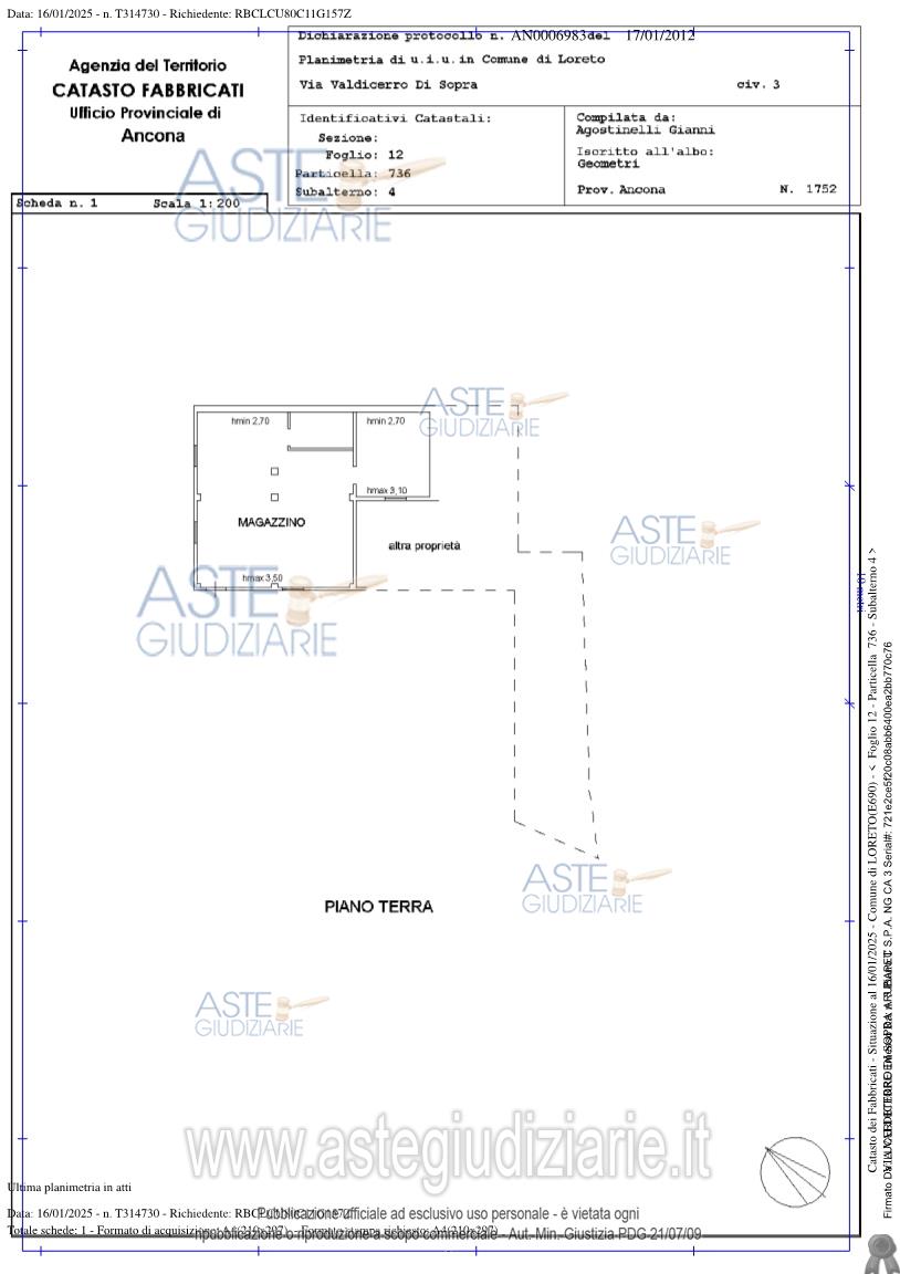 Planimetria del bene