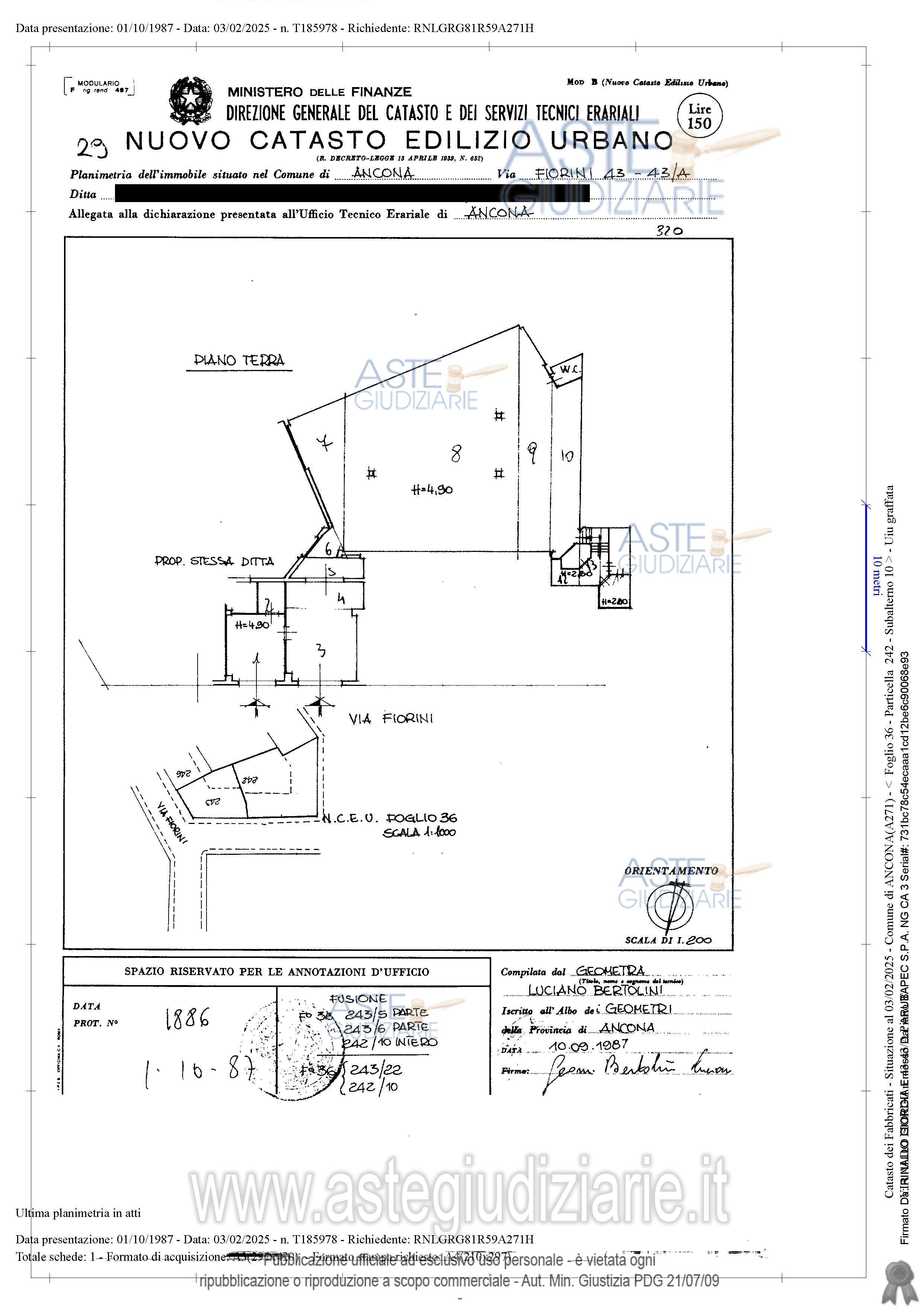 Planimetria del bene