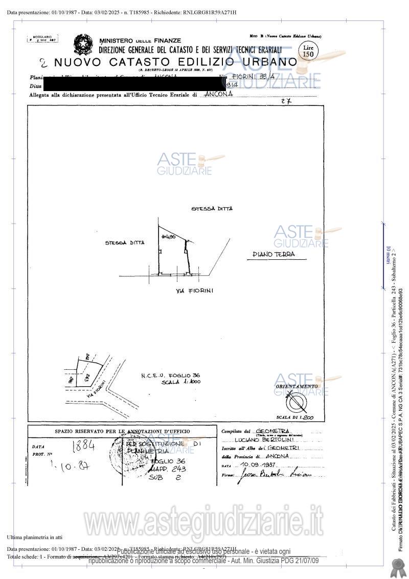 Planimetria del bene