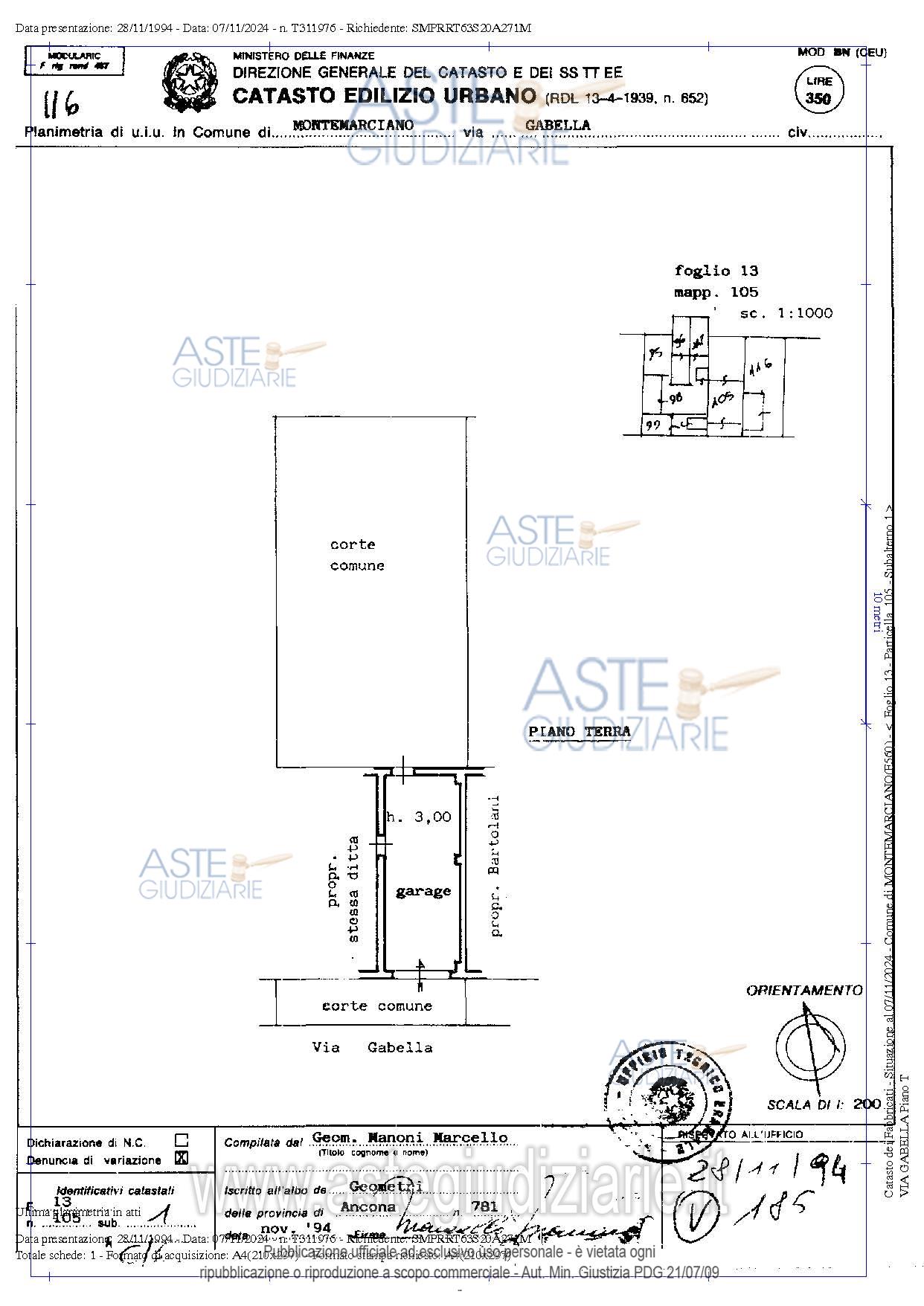 Planimetria del bene