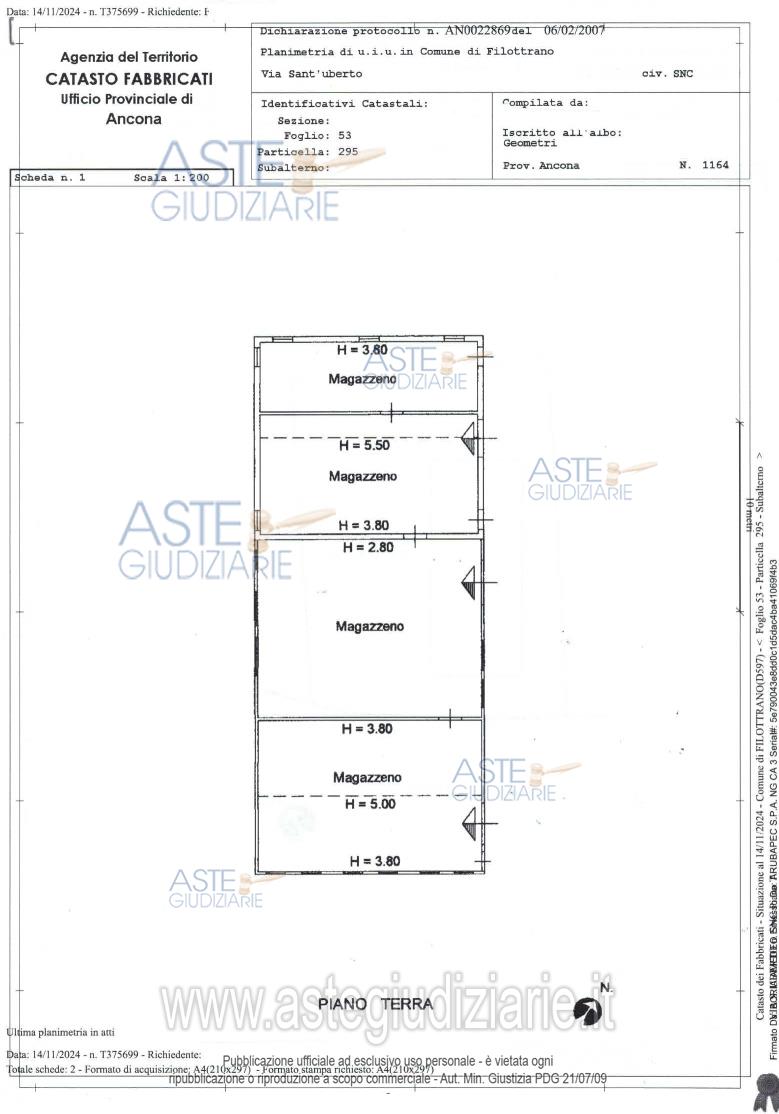 Planimetria del bene