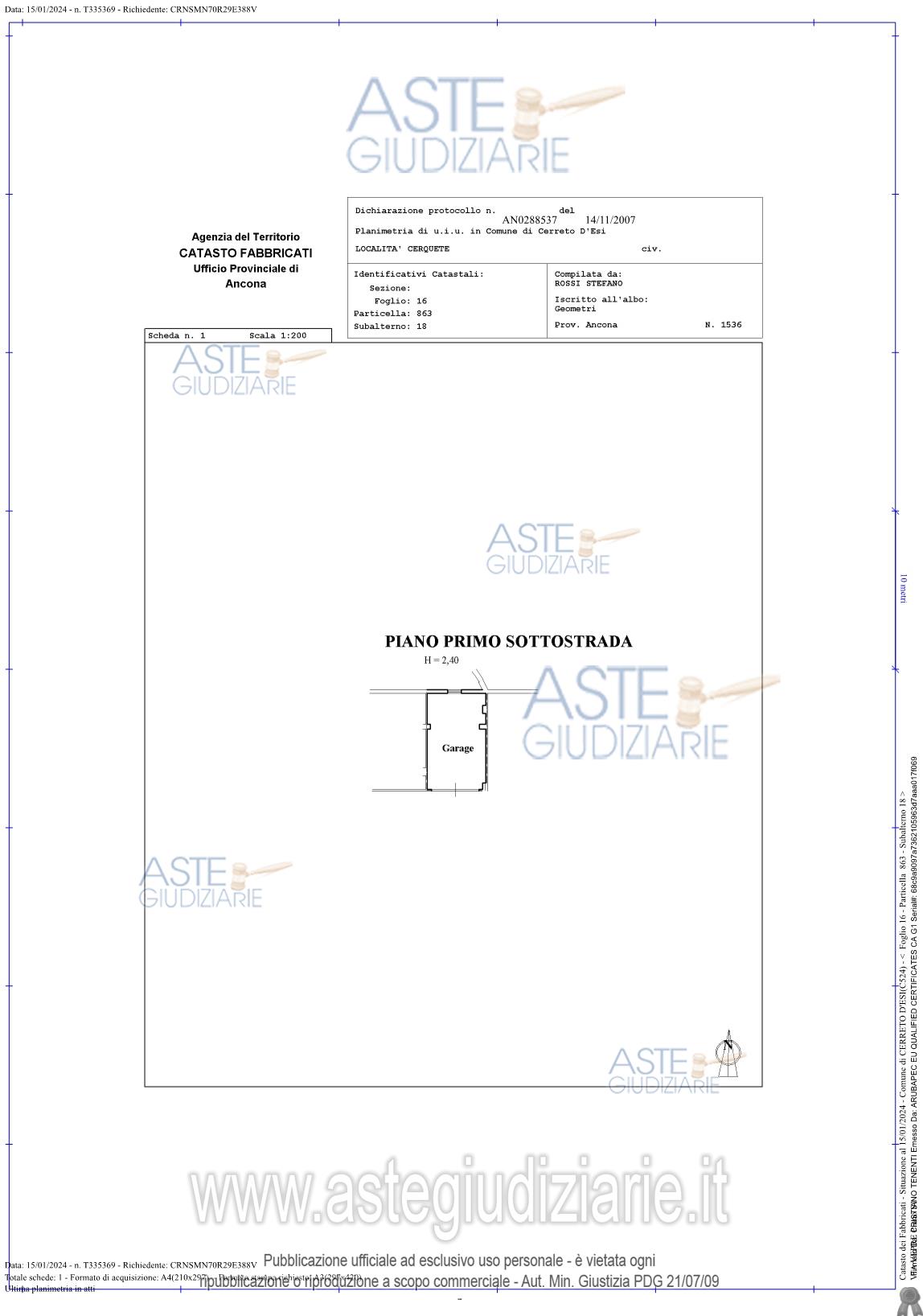 Planimetria del bene