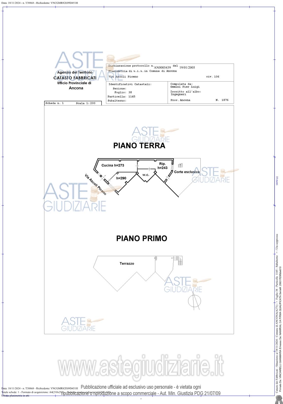 Planimetria del bene