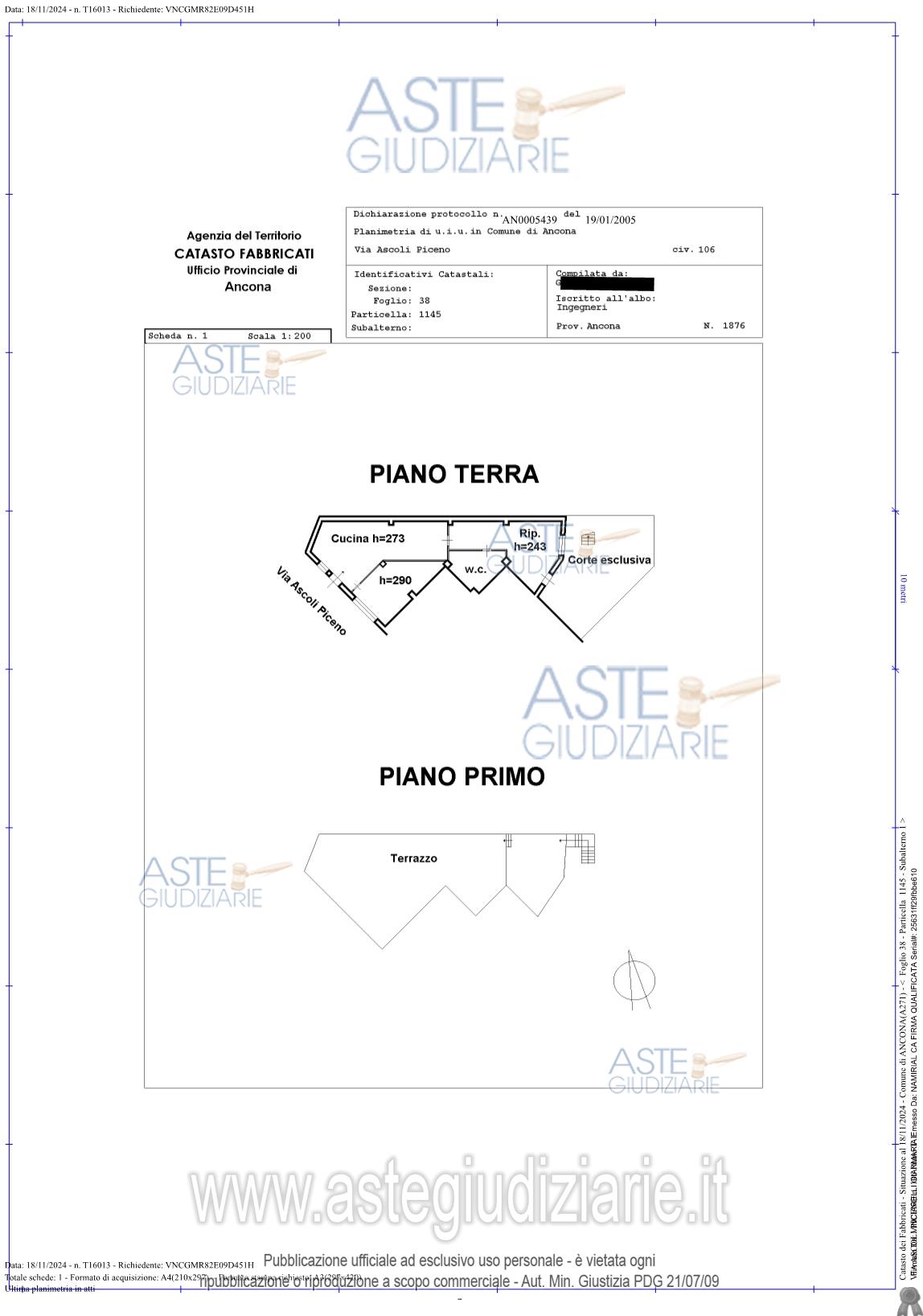 Planimetria del bene