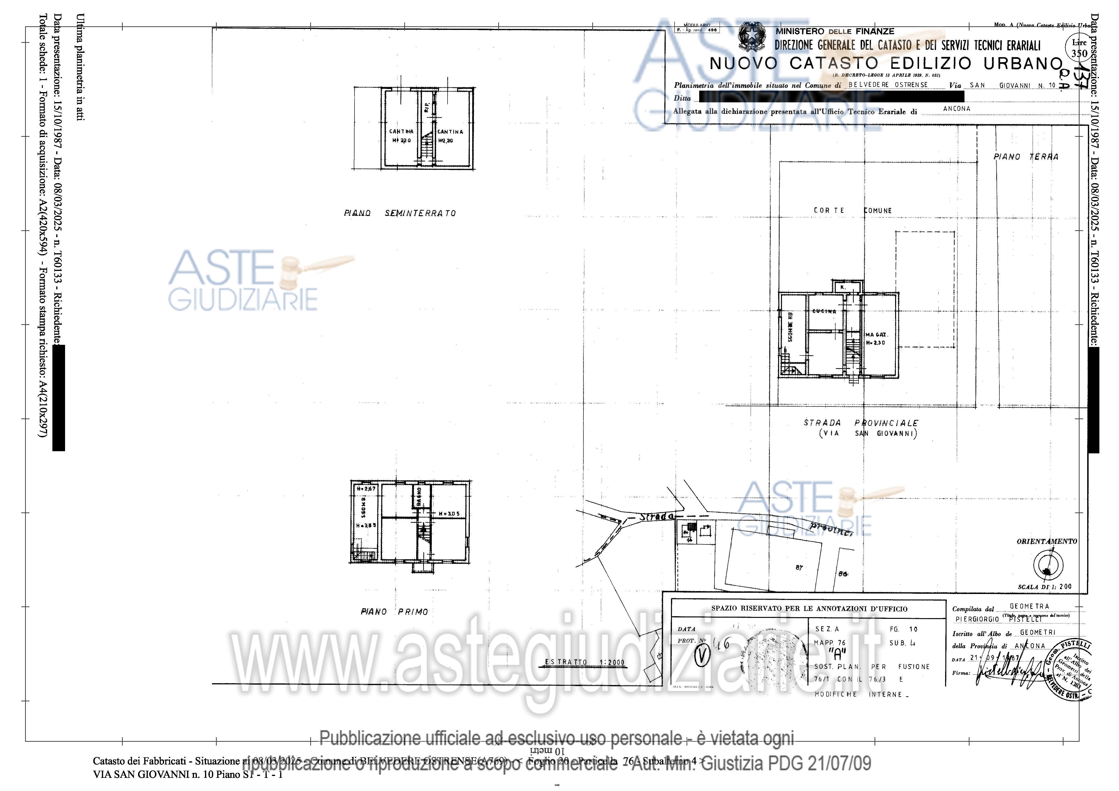 Planimetria del bene