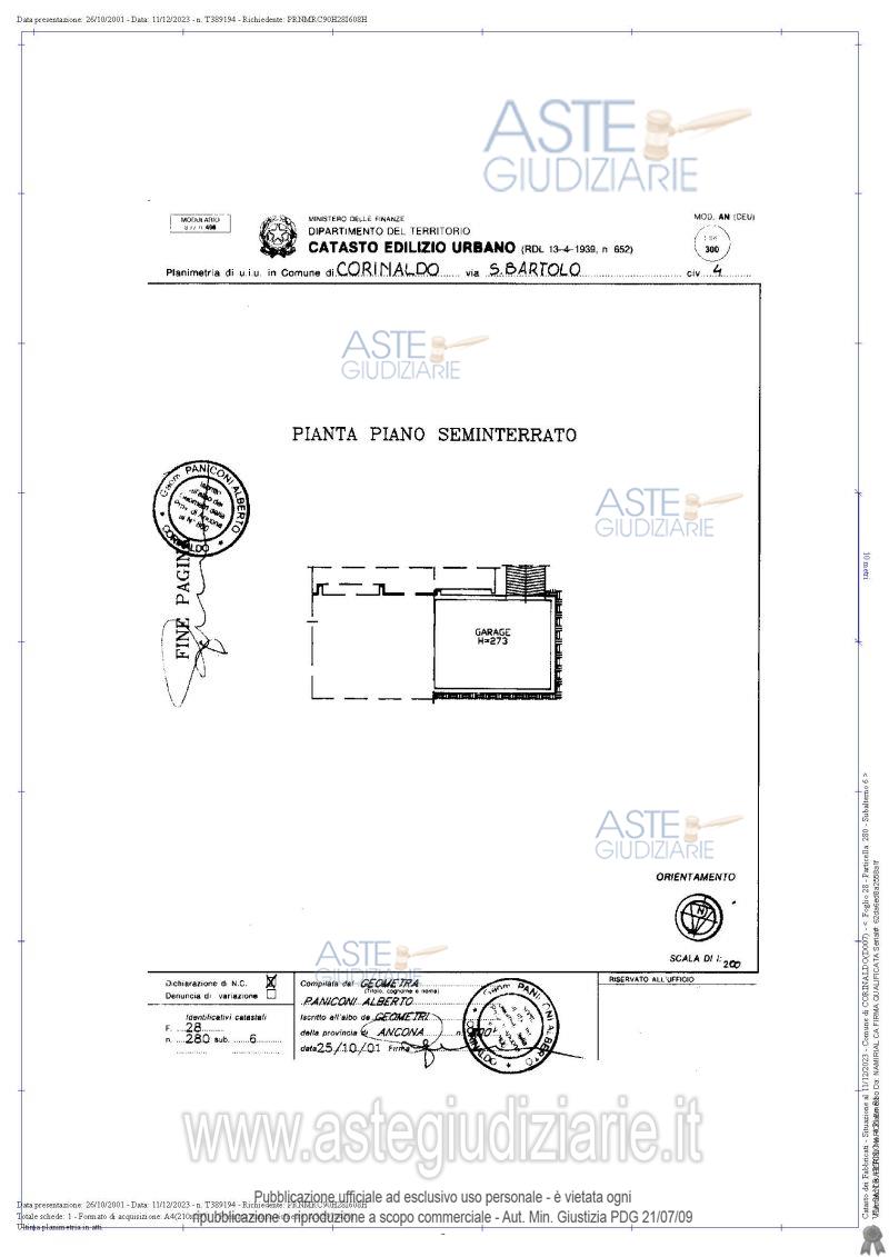 Planimetria del bene