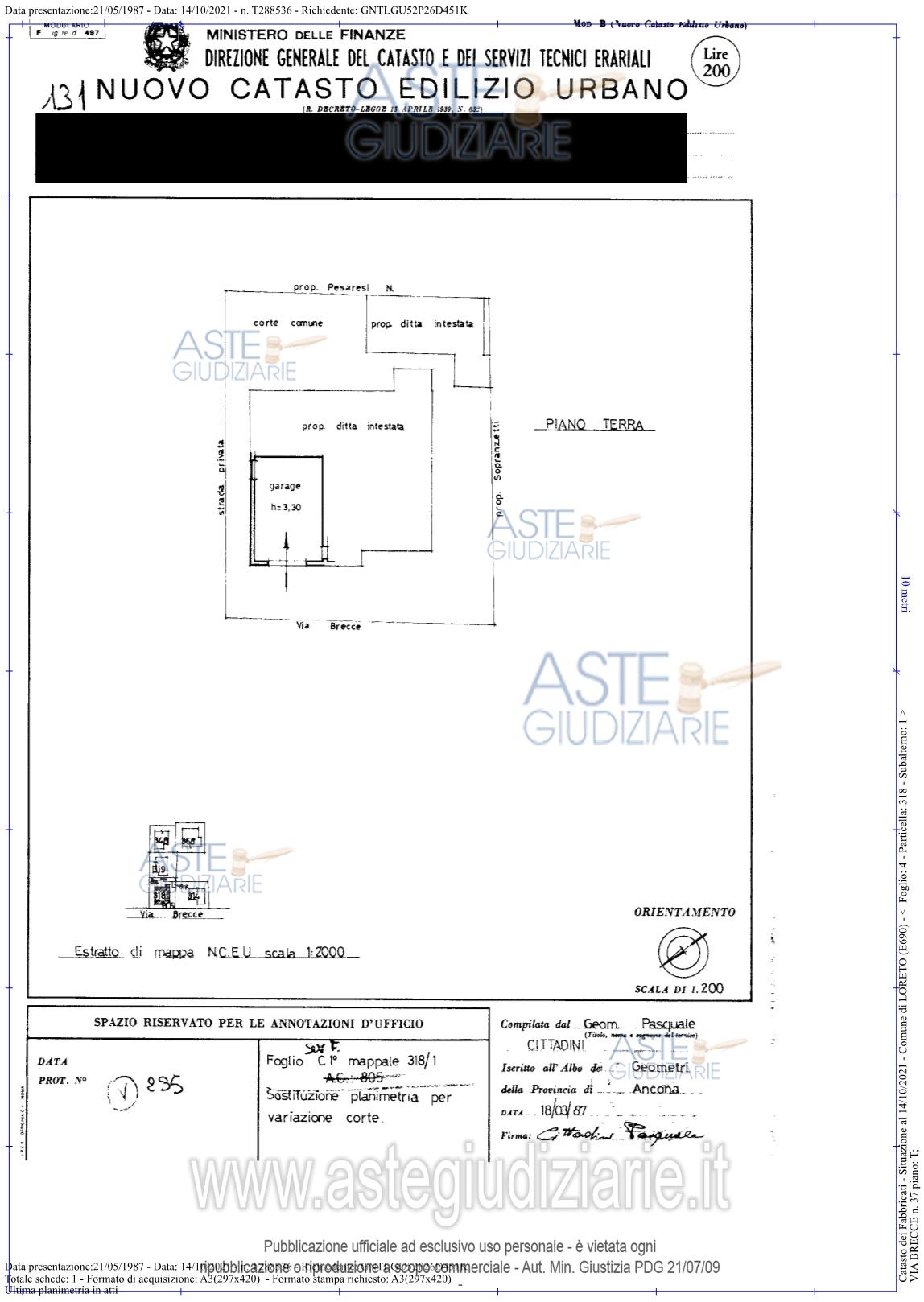 Planimetria del bene