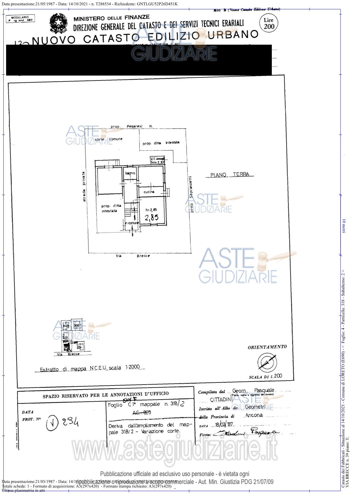 Planimetria del bene