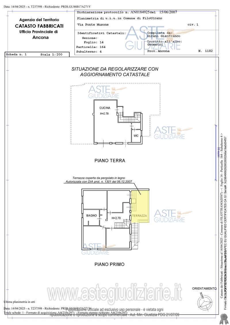 Planimetria del bene