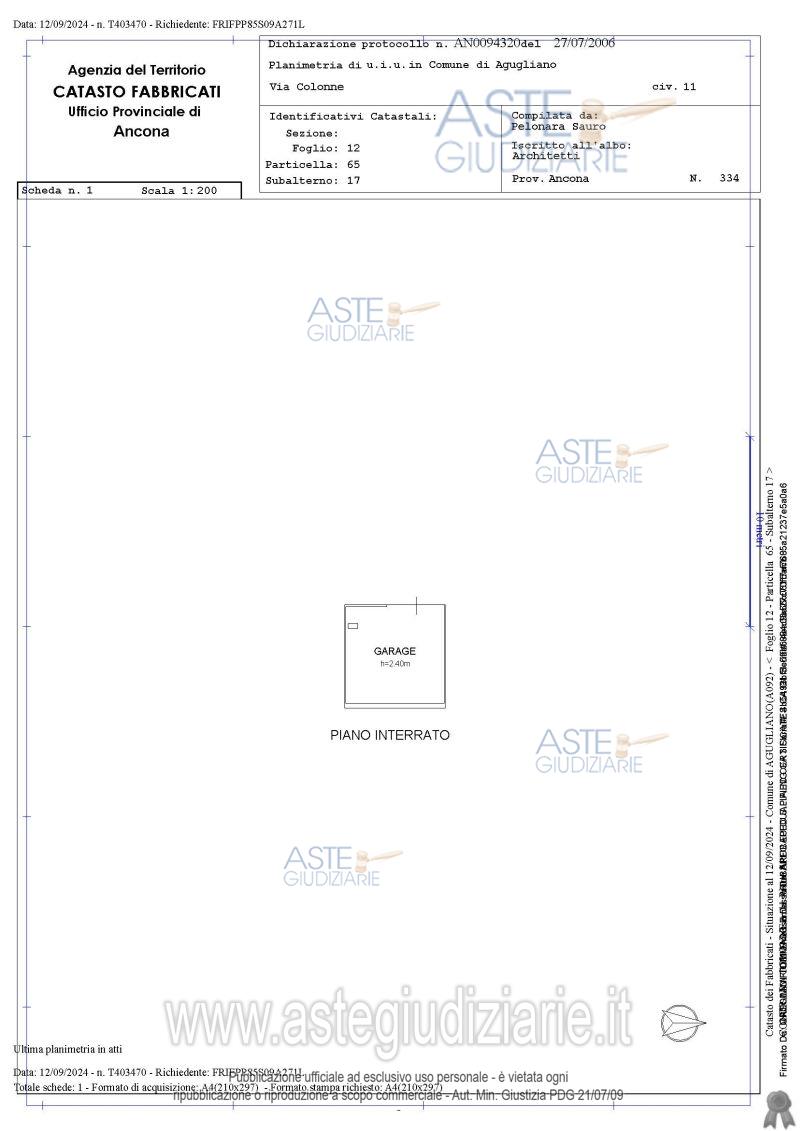 Planimetria del bene