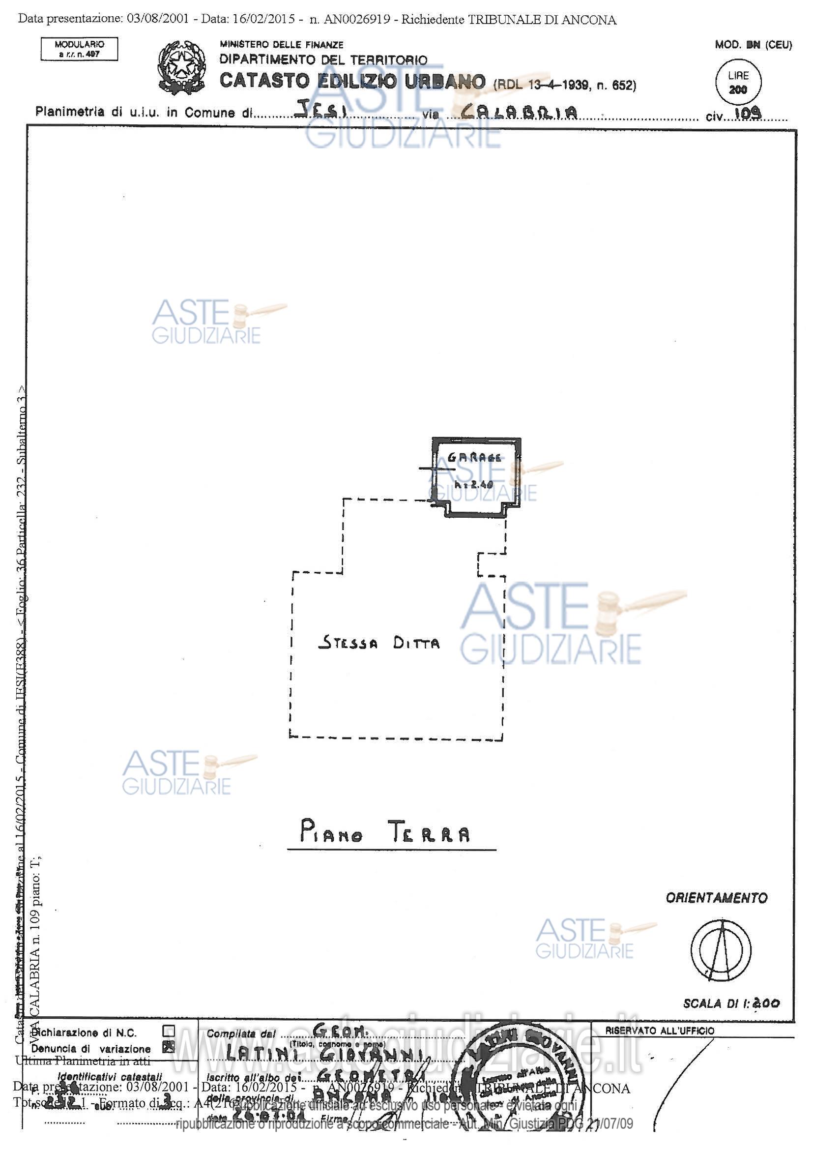 Planimetria del bene