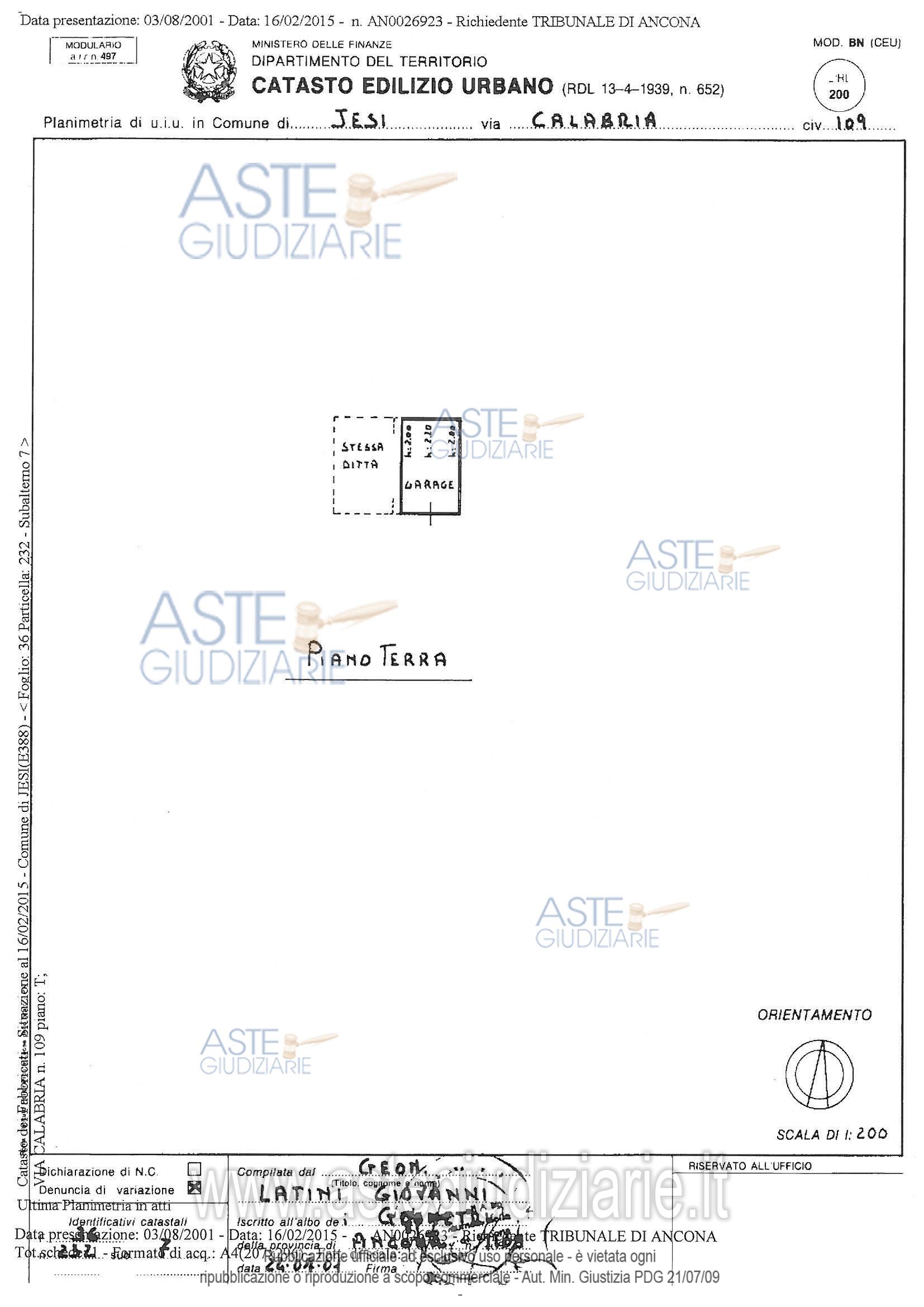 Planimetria del bene