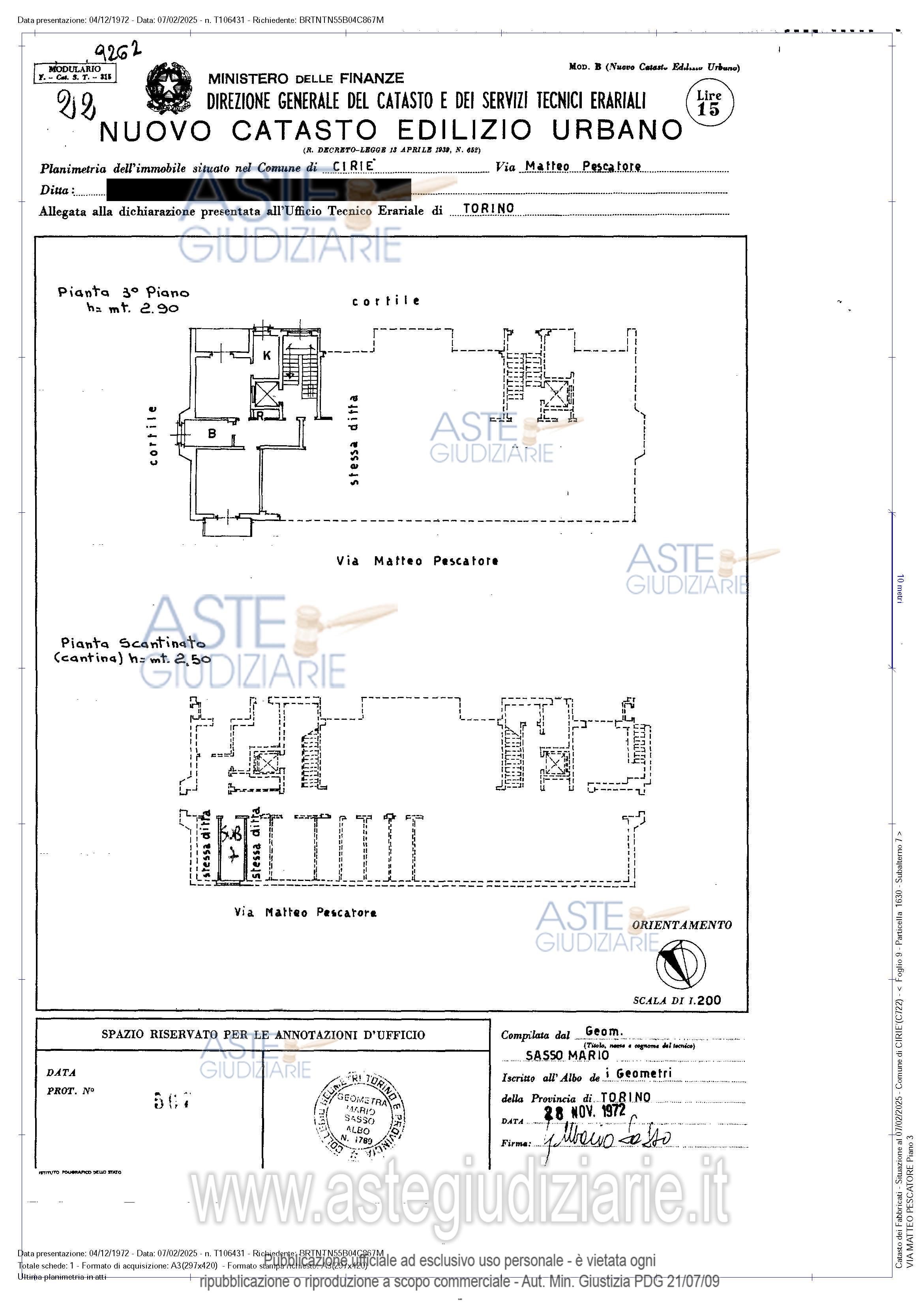 Planimetria del bene